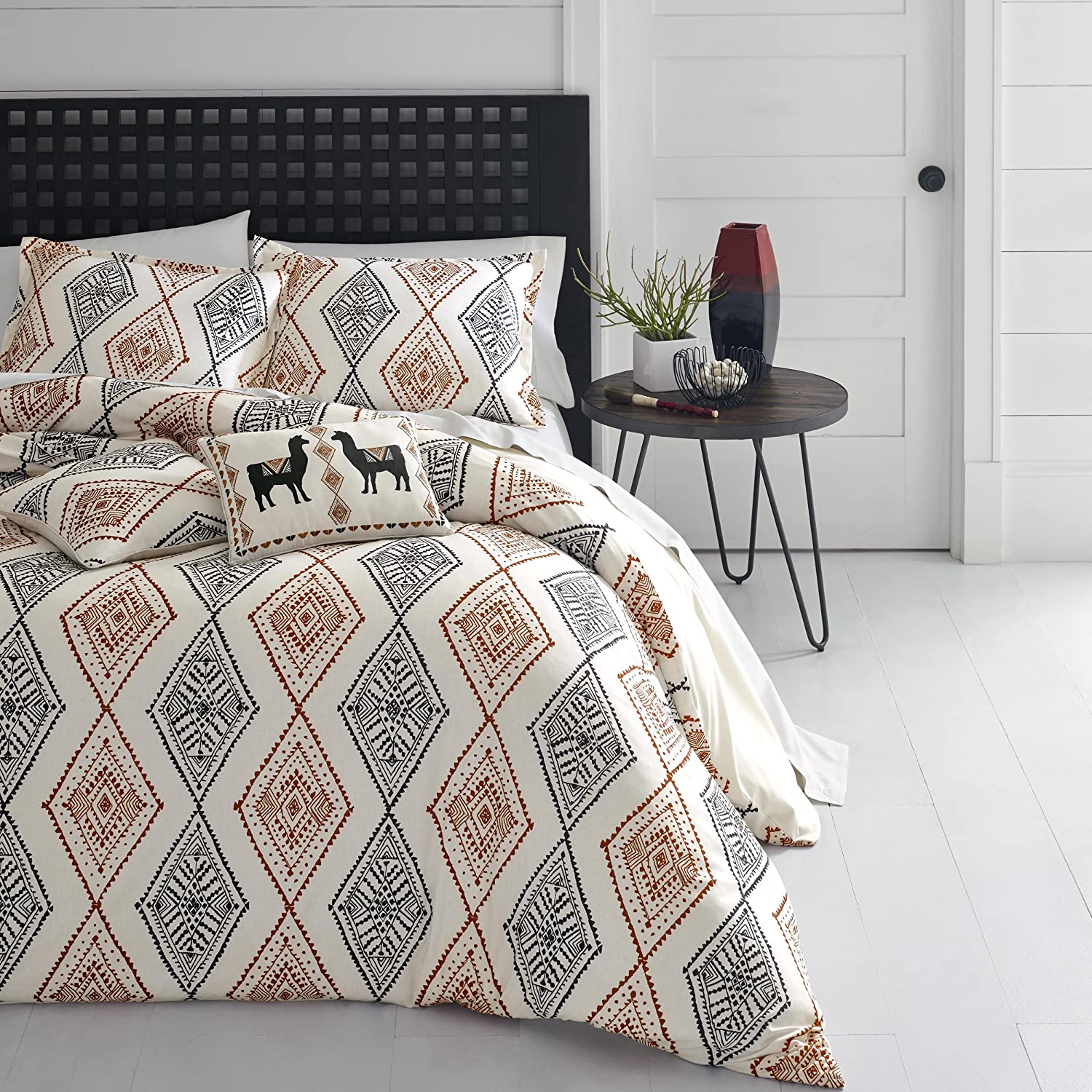 Price:$39.99 Skye Cusco Rhombus Duvet Set, Full/Queen, Gray/Beige : Everything Else
