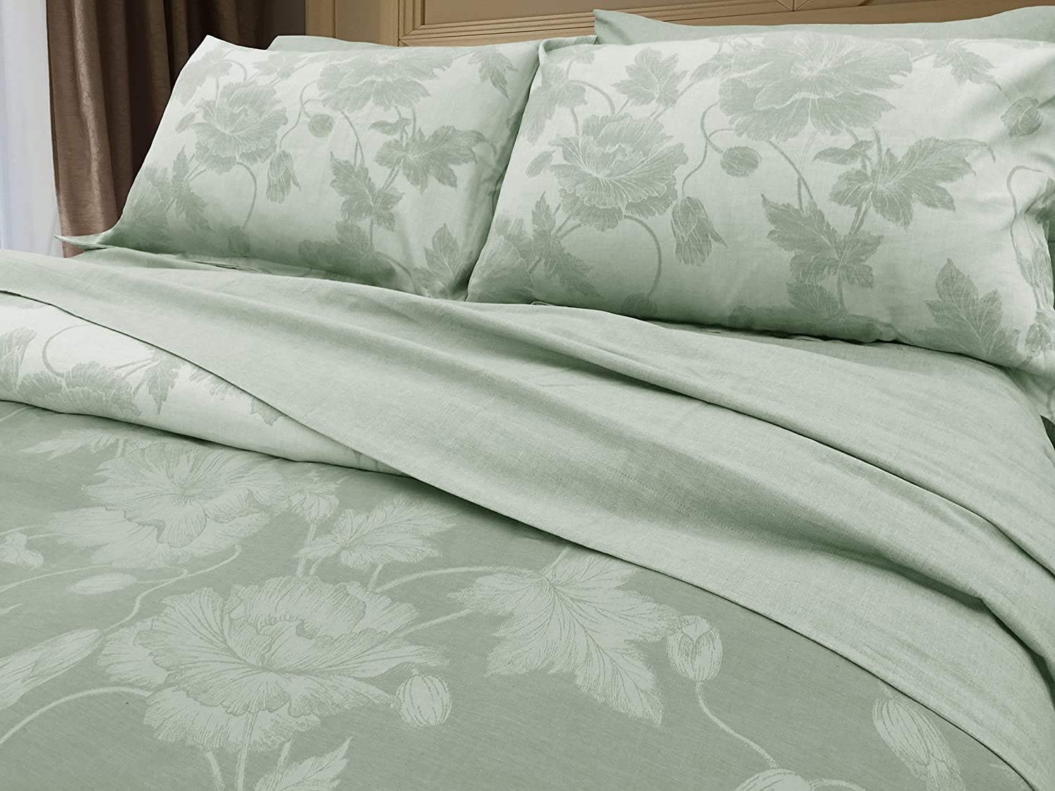 Price:$350.00 Comfort LC68DCSET-LILY-SAGE-Q Yue Home Textile Yarn-Dyed Linen Cotton Duvet Cover Set, Queen, Sage : Everything Else