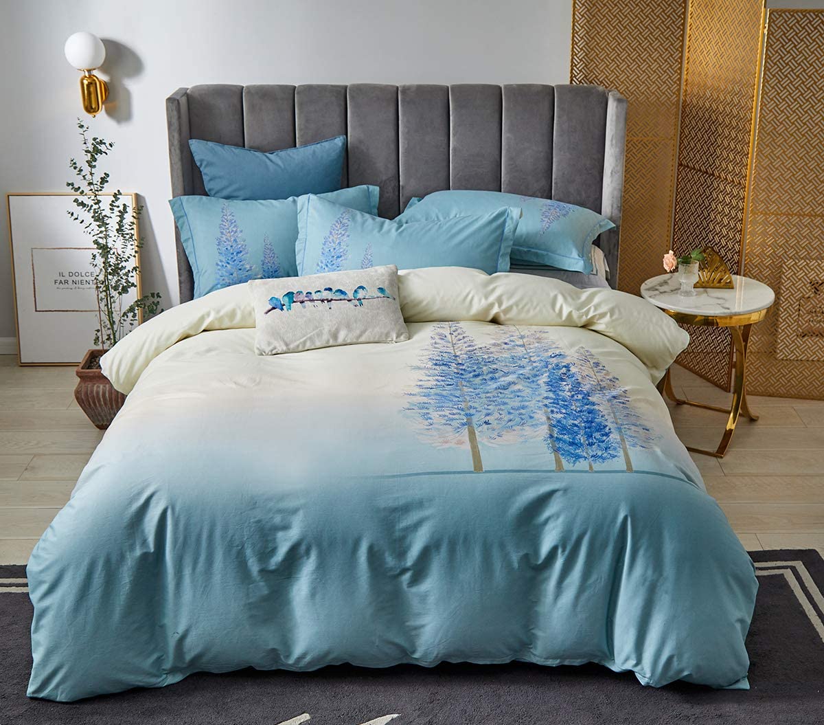 Price:$54.99 Floral Pattern Duvet Cover Set Full/Queen Size, 100% Cotton Bedding Set 3 Piece, Botanical Flowers Pattern Printed, Comforter Cover with 2 Pillow Shams, NO Comforter NO Sheet : Home & Kitchen