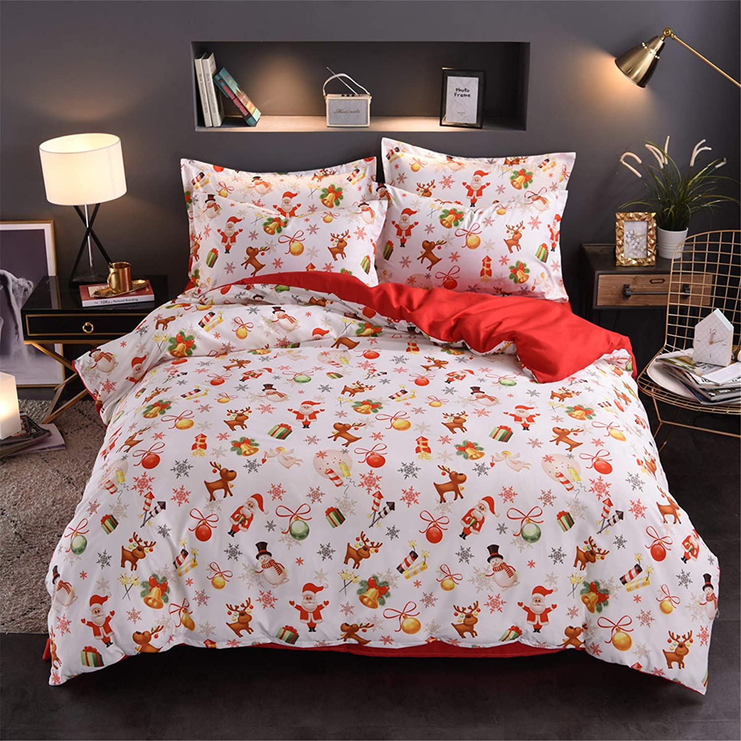 Price:$24.99 Nice Night Christmas Deer Santa Claus Gifts Small Bells Printed Bedding Sets Quilt Cover Set No Comforter (Christmas-Style 08, Twin(Cover)) : Home & Kitchen