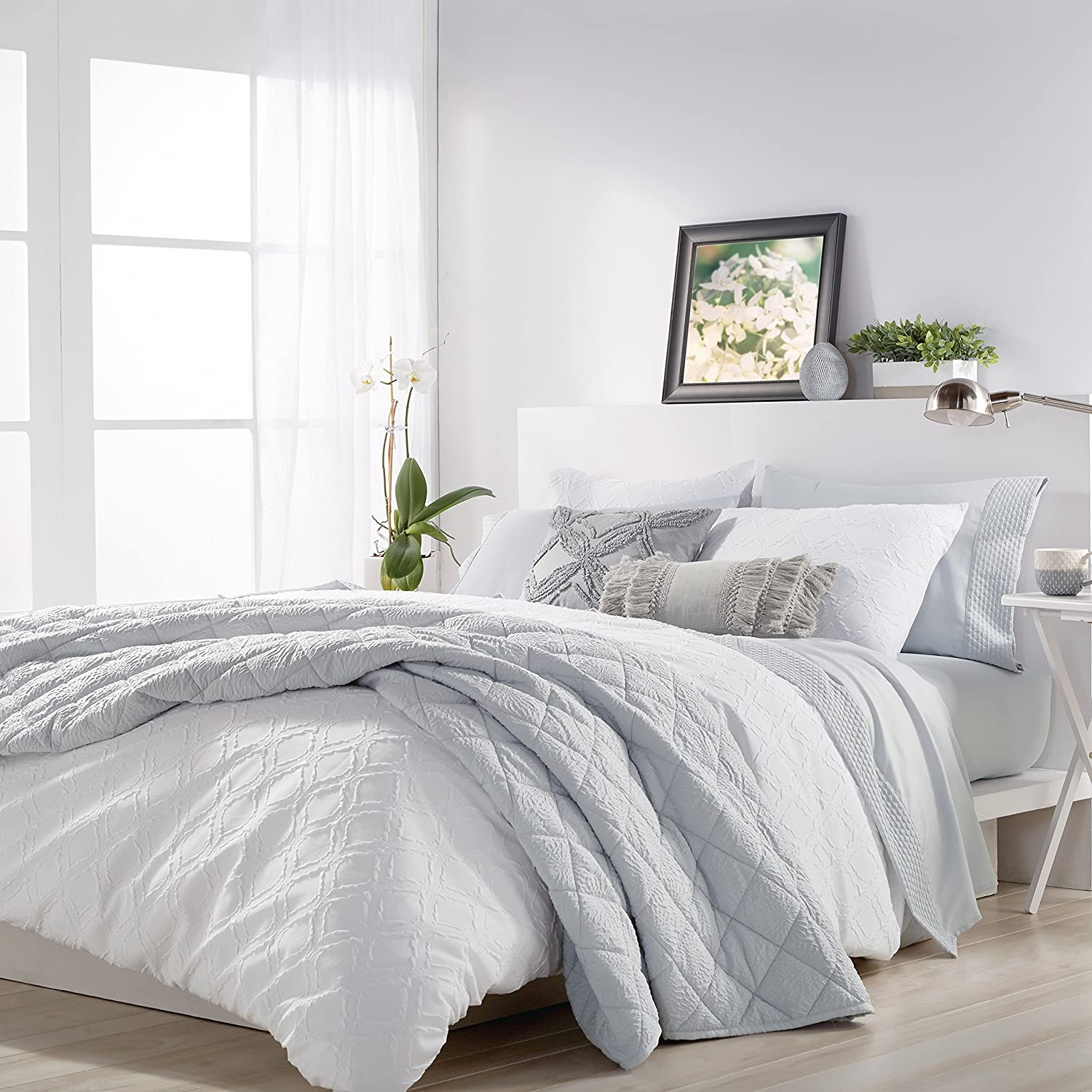 Price:$58.24 Solid Ogee Microsculpt Duvet Sham Set, King, White : Home & Kitchen