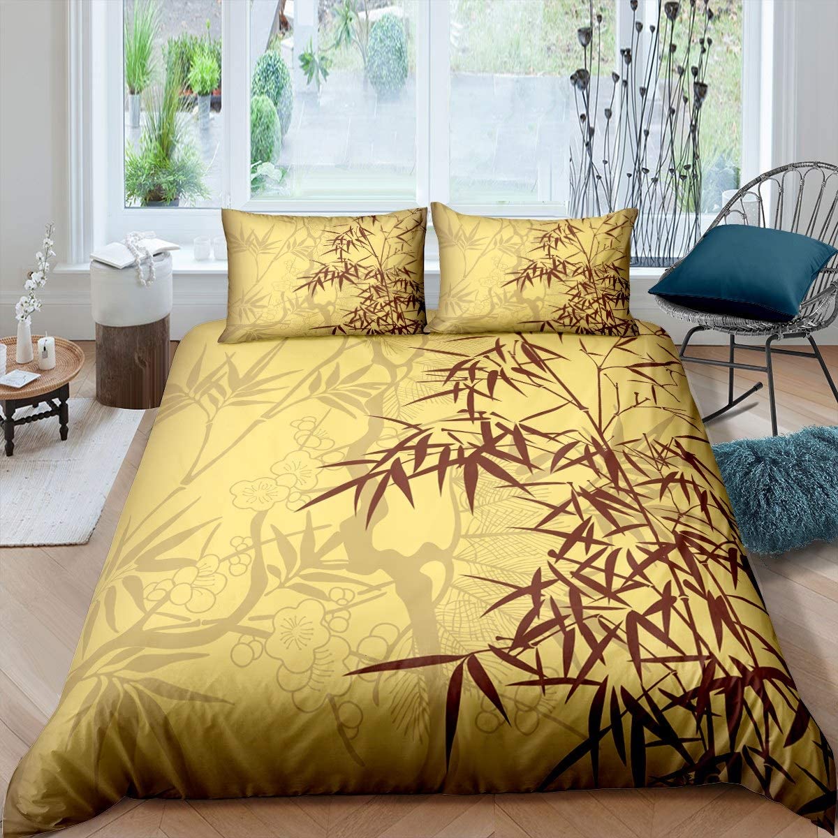 Price:$19.99 Bamboo Print Bedding Set for Girls Boys Children Bamboo Branches Comforter Cover Tree Pattern Duvet Cover Retro Floral Style Decor Bedspread Cover Queen Size Bedding Collection 3Pcs : Home & Kitchen