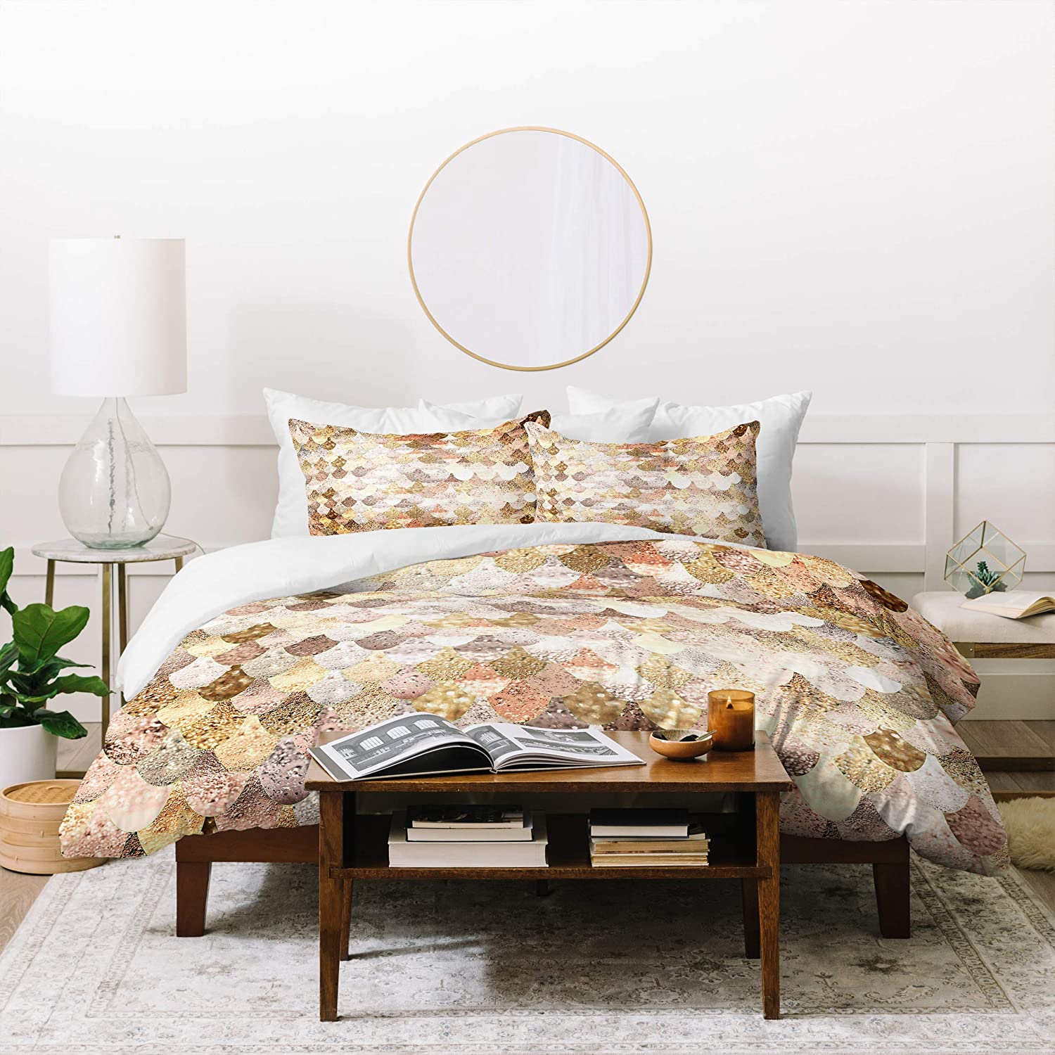 Price:$177.24 Designs Monika Strigel Really Mermaid Gold Duvet Set with Two Pillow Shams, Queen/Full : Home & Kitchen