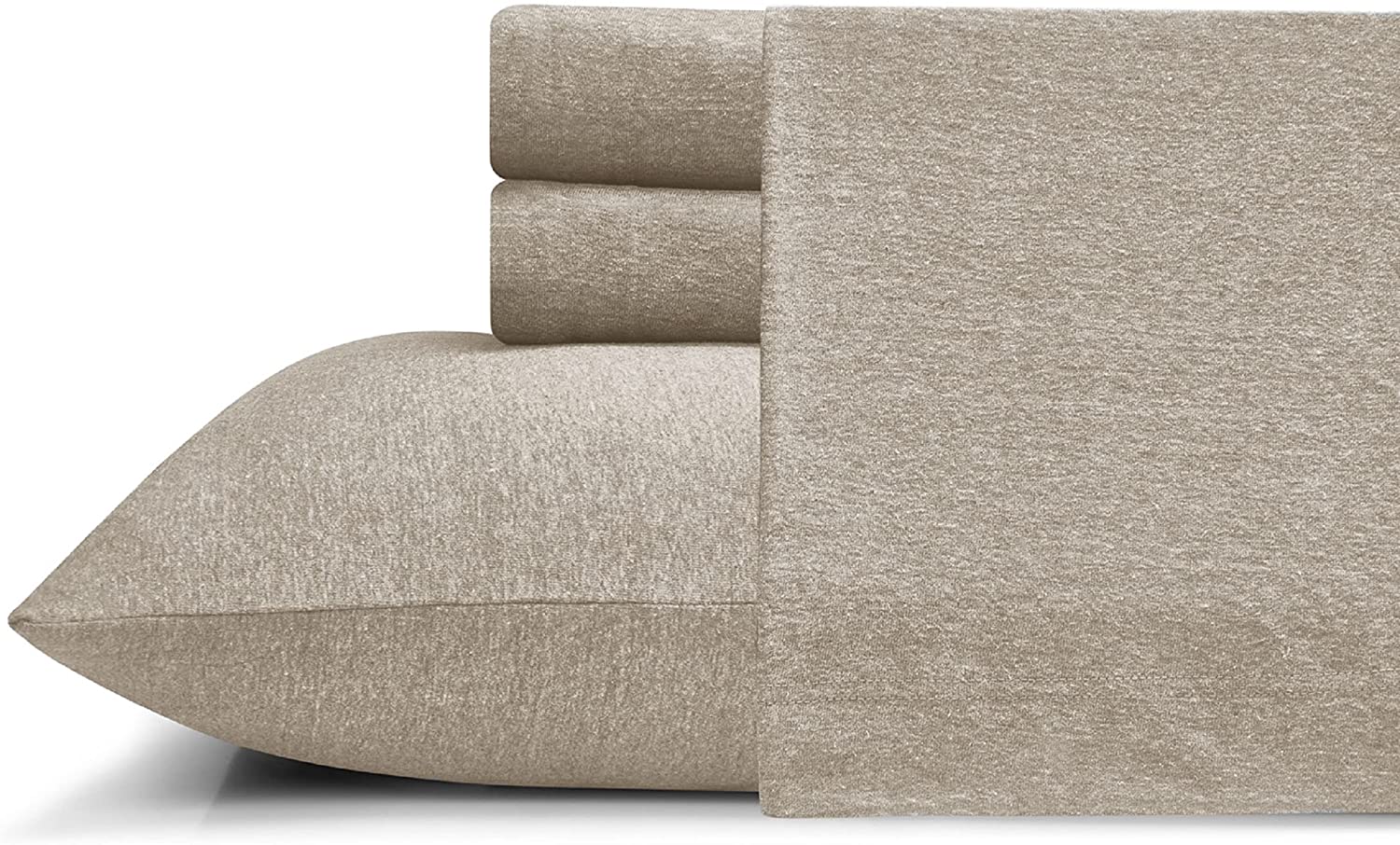 Price:$50.49 Rich T-Shirt Soft Heather Jersey Knit Sheet Set - All Season Bed Sheets, Warm and Cozy by Morgan Home (Queen, Heather Taupe) : Home & Kitchen
