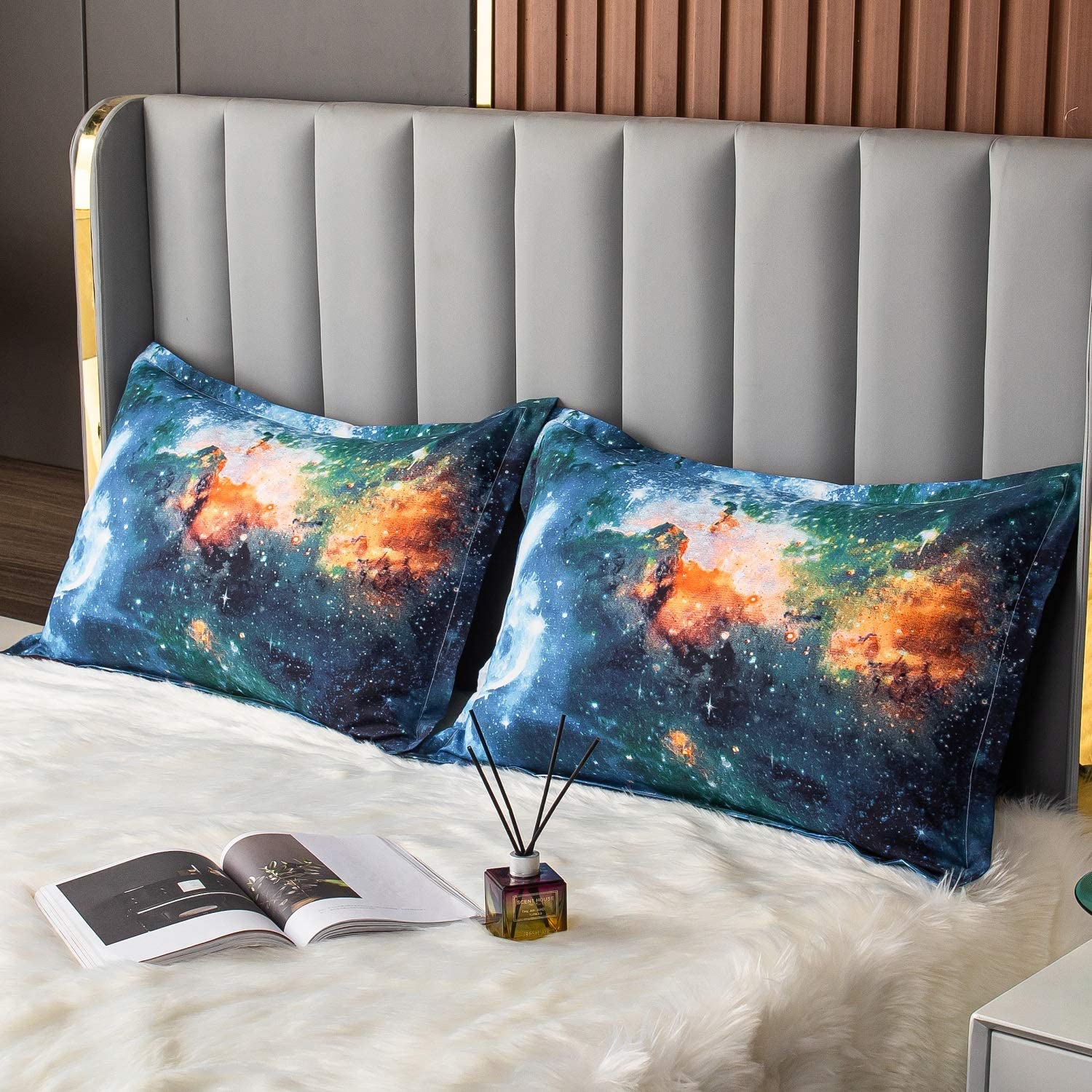 Price:$9.99 Pillowcases Pillow Shams, 3D Space Themed Pillow Cases, for Comforter Sets, Duvet Cover, Blanket, Bedspread, Set of 2 (Blue, 20''x 29'') : Home & Kitchen
