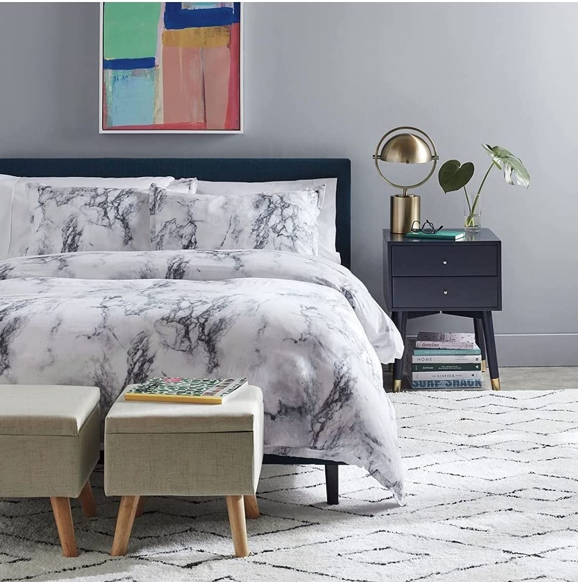 Price:$84.95 Washed Solid King Duvet Cover Set in Marble : Home & Kitchen