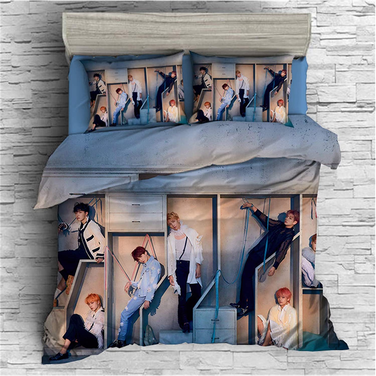 Price:$60.99 Kpop Bedding Sheet Jimin Suga Jungkook V Twin King Queen Full 3PCS Quilt Cover Pillowcases Set : Home & Kitchen