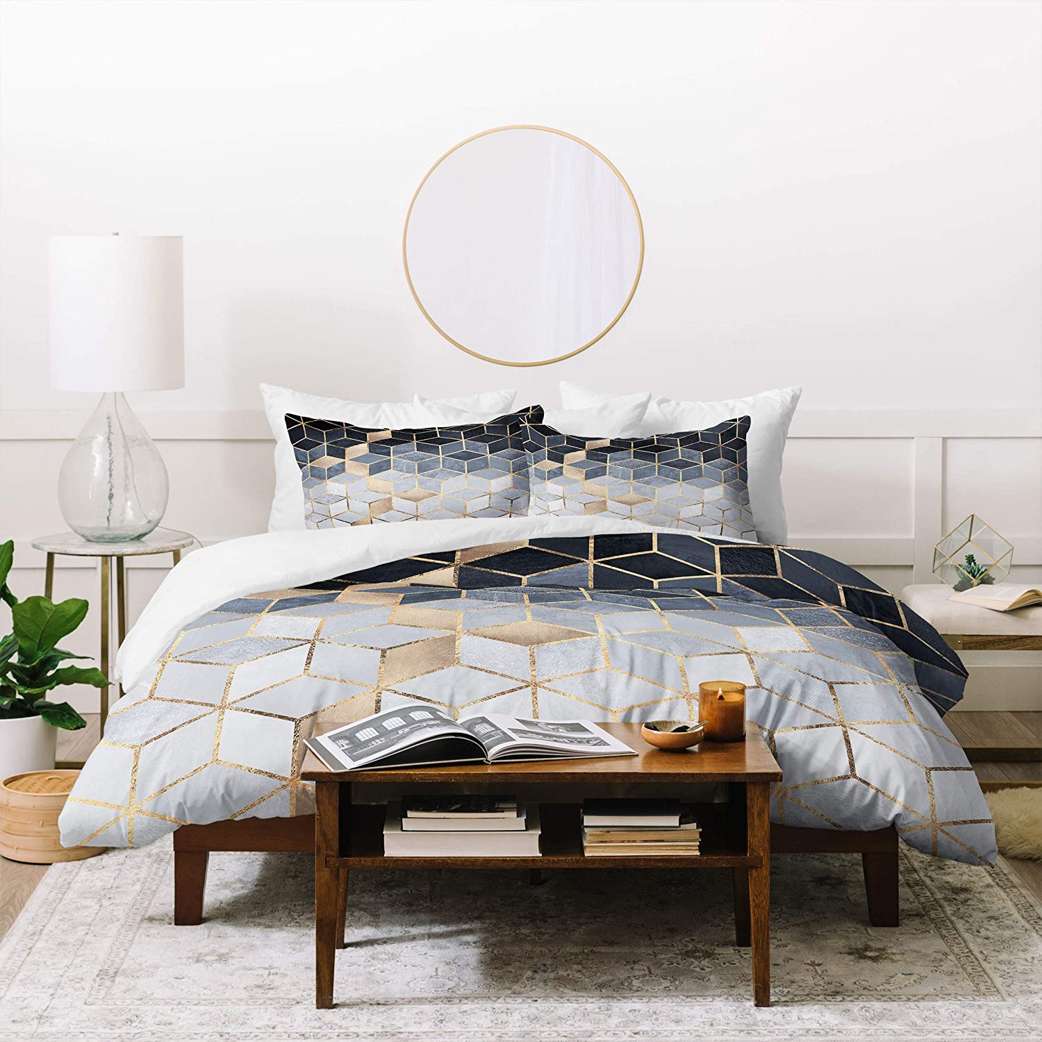 Price:$179.00 Elisabeth Fredriksson Soft Blue Gradient Cubes 2 Duvet Cover Set, 104" x 88", Pillowcases: 40" x 20 : Home & Kitchen