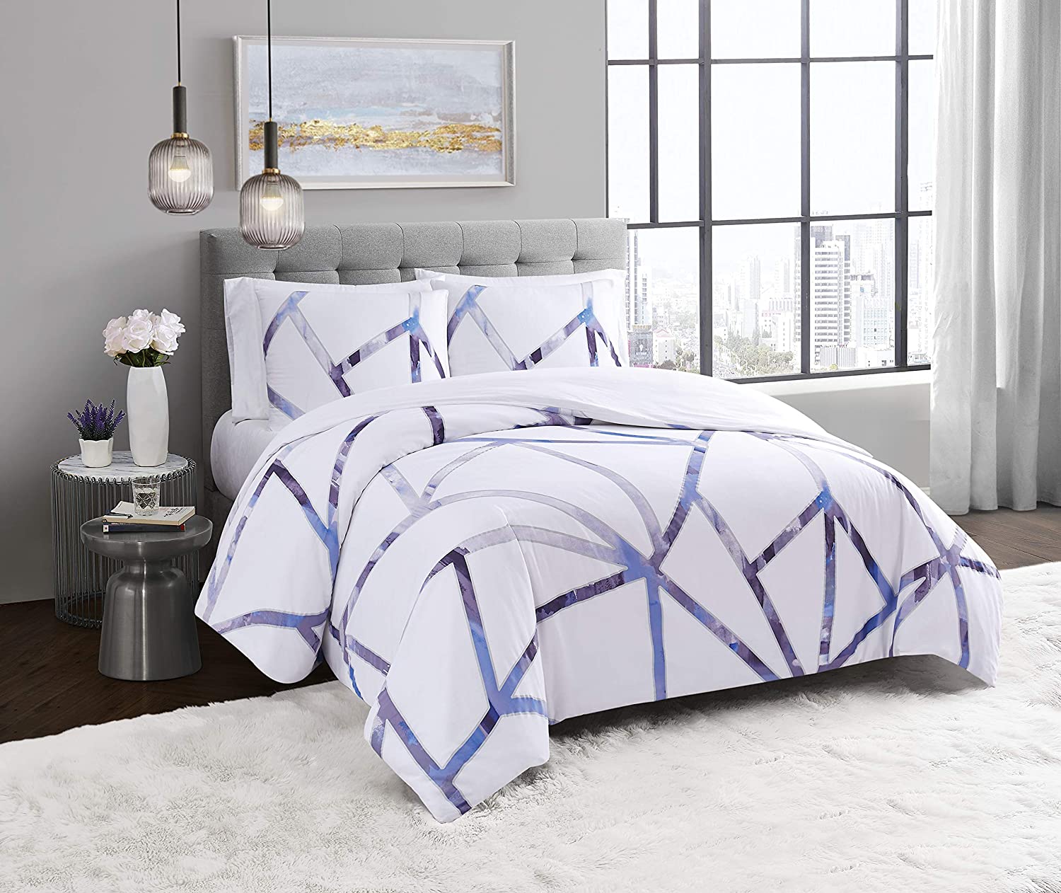 Price:$96.24 Camuto Obelis Metallic 3 Piece King Duvet Cover Set (DCS3434KG-1800) : Home & Kitchen