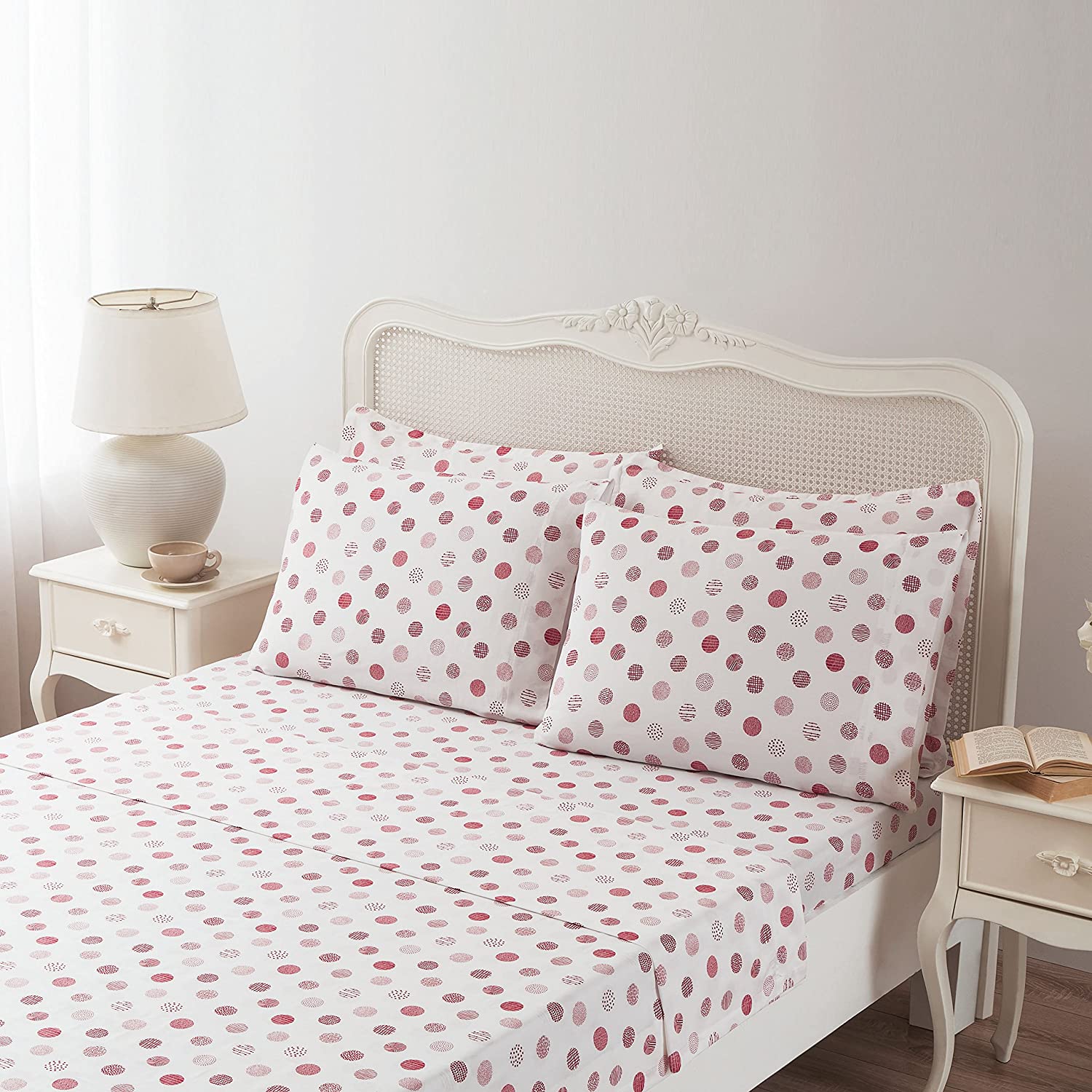 Price:$51.42 Red Circlets 100% Cotton Printed Duvet Cover Set, King, 5 Piece Set : Home & Kitchen