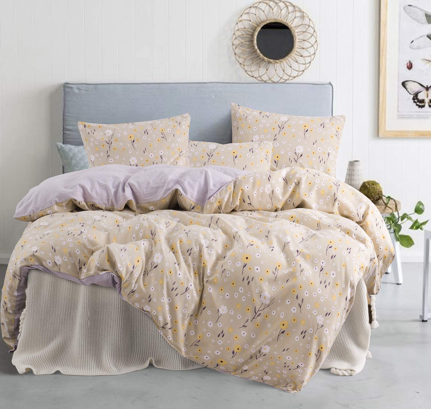 Price:$38.88 King Duvet Cover, Soft Cute Bedding Set with Lightweight Duvet Cover King and 2 Pillowcases Zipper Closure (Flower, King) : Home & Kitchen