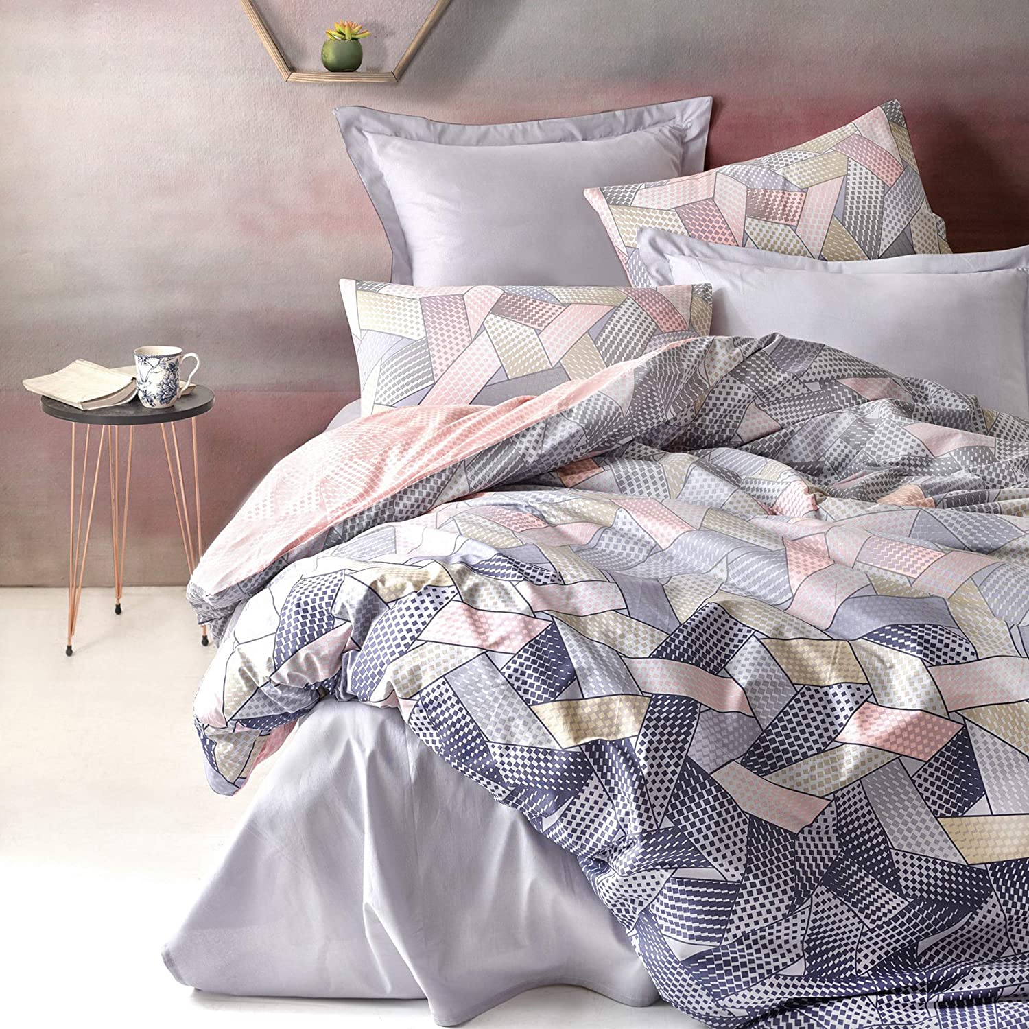 Price:$94.99 Blush in Gray Duvet Cover Set | Gray, Full Size Duvet Cover, 1 Duvet Cover, 1 Fitted Sheet and 2 Pillowcases, Iron Safe, Hypoallergenic, Breathable Bedding Set, Machine Washable : Home & Kitchen