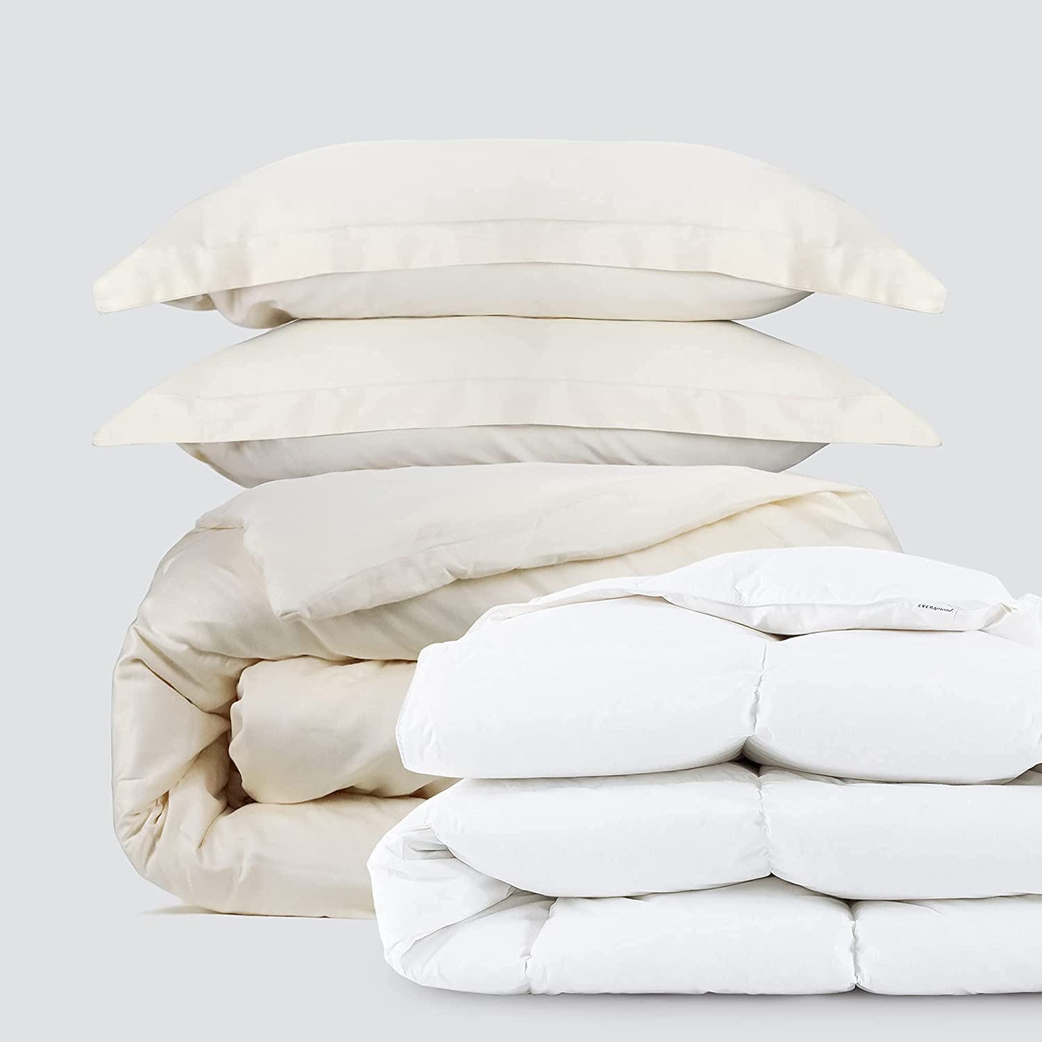Price:$28.32 Ultimate Cotton Duvet Bundle - 3 Piece Duvet Set (Queen, Ivory Cream) & Goose Down Comforter (Queen) : Home & Kitchen