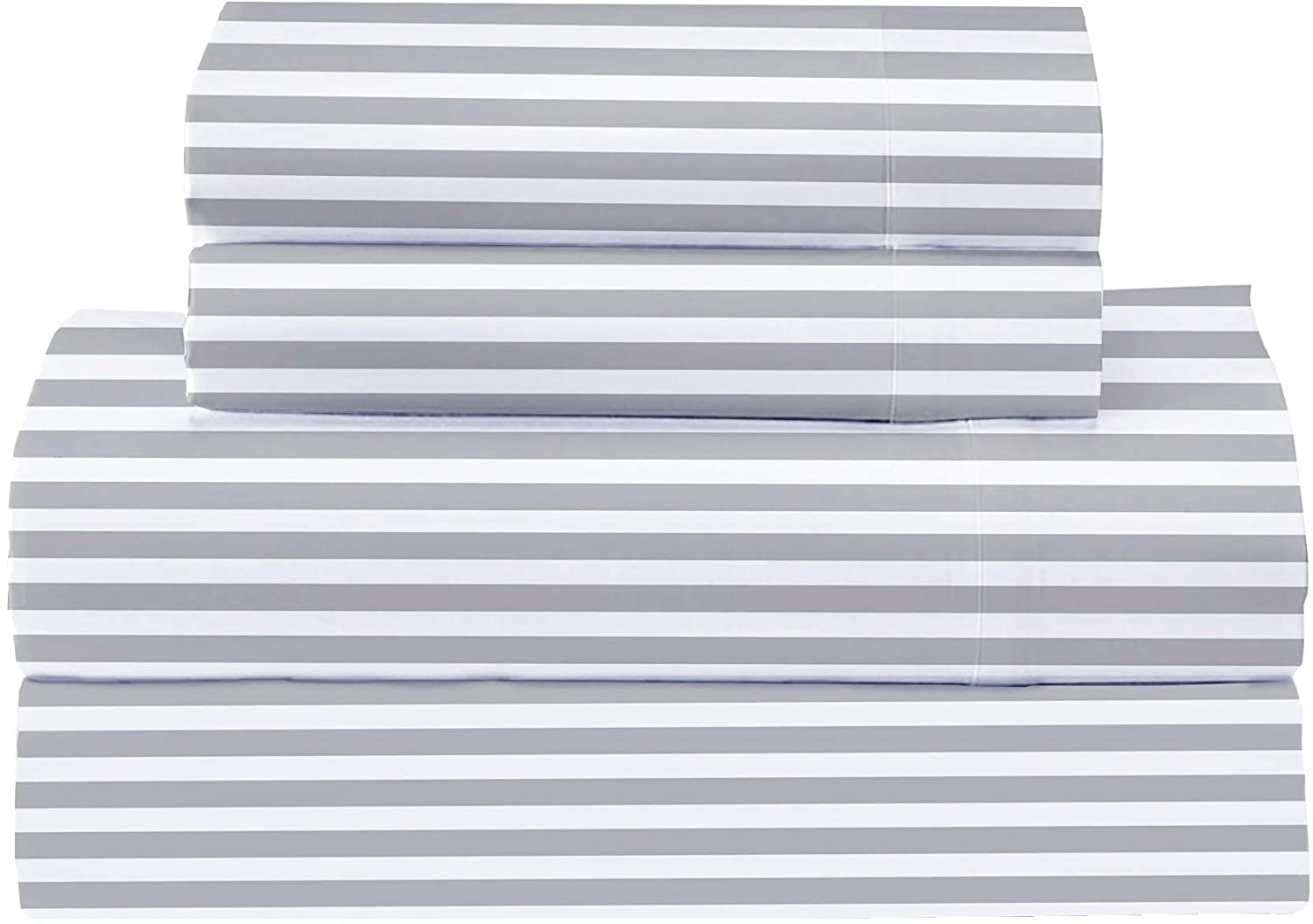Price:$52.99 & Stitch 300 Thread Count 100% Cotton Percale Weave Bed Sheets + 2 Pillowcases, Fits Mattress 16'' Deep Pocket, Luxury Breathable 4 Piece Bedding Set, OxfrdStripe01, King : Home & Kitchen