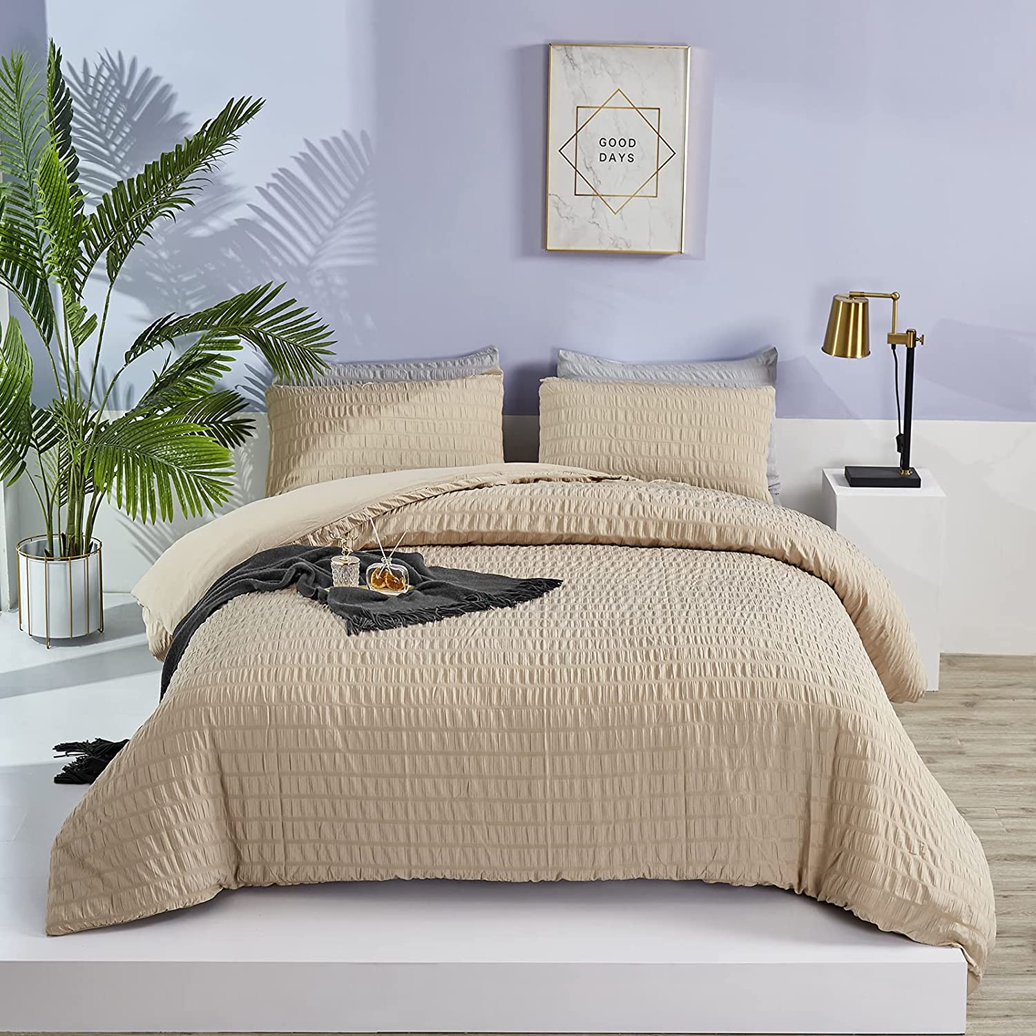Price:$49.99 Khaki Comforter Set Queen Light Brown Seersucker Comforter Quilt Full Women Girls Khaki Bedding Sets 3 Piece Men Boys Brown Comforters Queen Guaze Comforter Bedding Set : Home & Kitchen