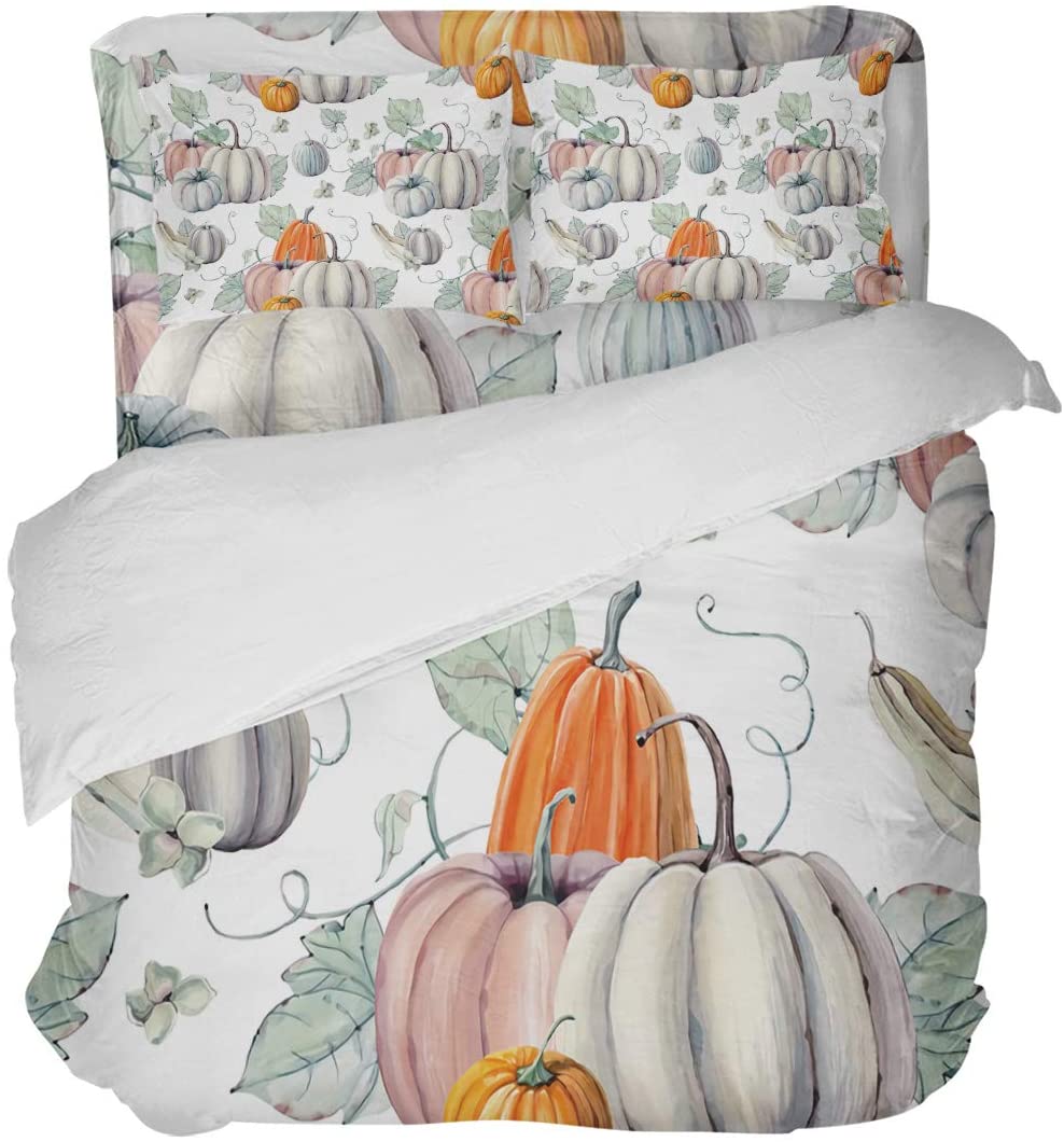 Price:$99.89 Autumn Harvest Pumpkin Duvet Cover Set 4 Pieces,Farmhouse Ultra Soft Bedding Sets Bed Sheets Quilt Covers with 2 Pillowcases for Kids/Women/Men Bedroom California King : Home & Kitchen