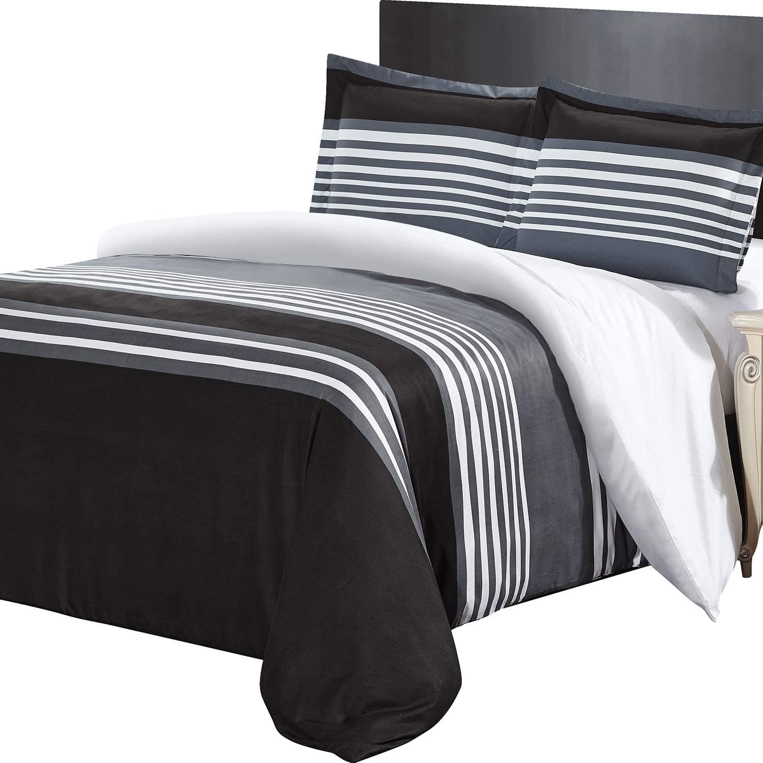 Price:$14.99 Bedding 3pc Printed Duvet Cover Set with 2 Pillow Shams (King, Stripe) : Home & Kitchen