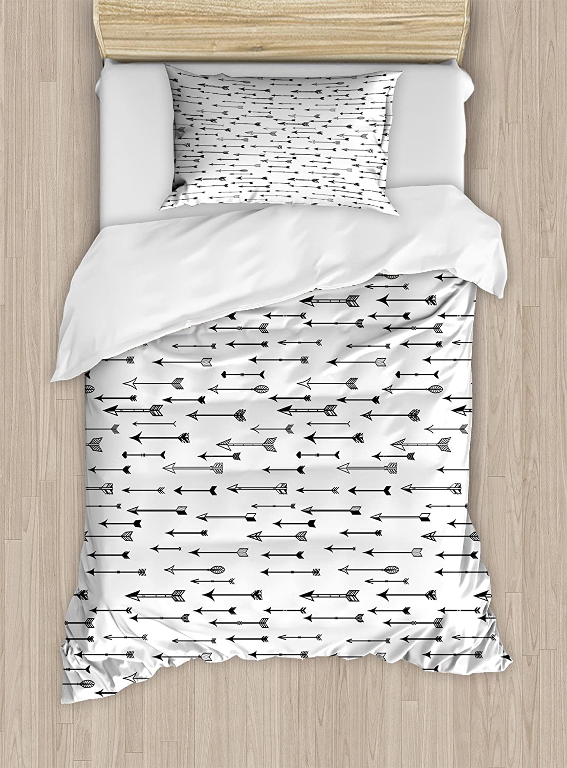 Price:$59.95 Arrow Duvet Cover Set, Vintage Arrows Archery Theme Historical Inspiration with Modern Display, Decorative 2 Piece Bedding Set with 1 Pillow Sham, Twin Size, Black White : Home & Kitchen