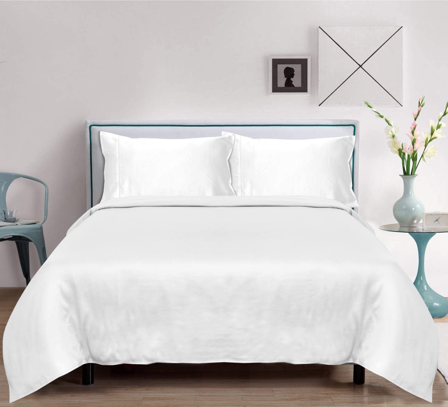 Price:$79.99 Organic Bamboo Sheets Set 4 PC - 100% Natural Softest Coolest Christmas Bedding in Gift Bag (King, White) : Home & Kitchen