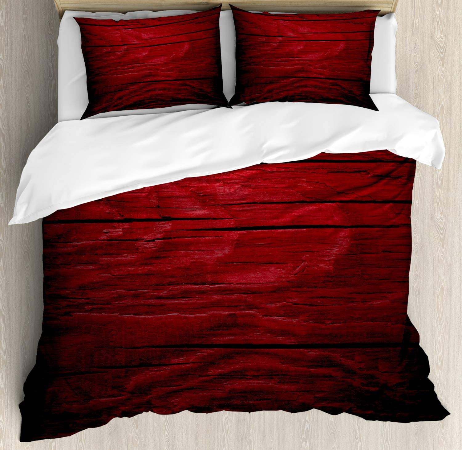 Price:$49.97 Maroon Duvet Cover Set, Wooden Planks Timber Board Tree Texture Image Rustic Country Life Theme, Decorative 3 Piece Bedding Set with 2 Pillow Shams, King Size, Maroon Black : Home & Kitchen
