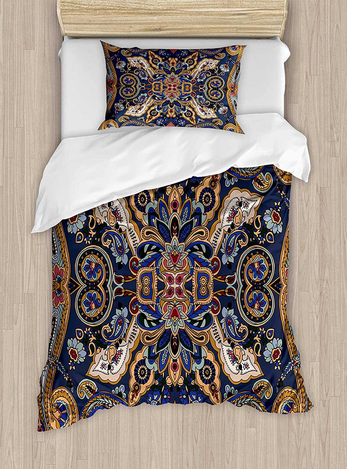 Price:$59.99 Paisley Duvet Cover Set, Historical Moroccan Florets of Abstract Slavic Effects Heritage Design Boho Vintage Art, Decorative 2 Piece Bedding Set with 1 Pillow Sham, Twin Size, Caramel Violet : Home & Kitchen