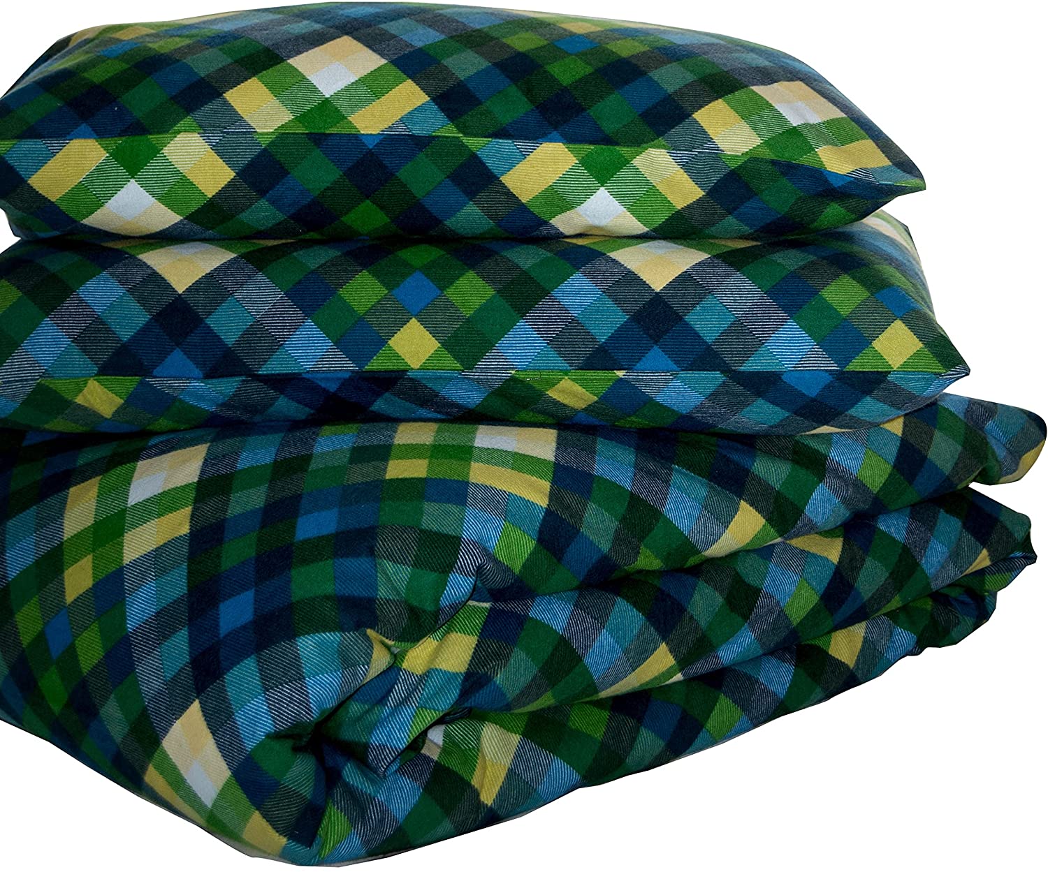 Price:$49.90 at Home Turkish Cotton 180 GSM Heavyweight Flannel Sheets Set (Plaid 4, Queen) : Home & Kitchen