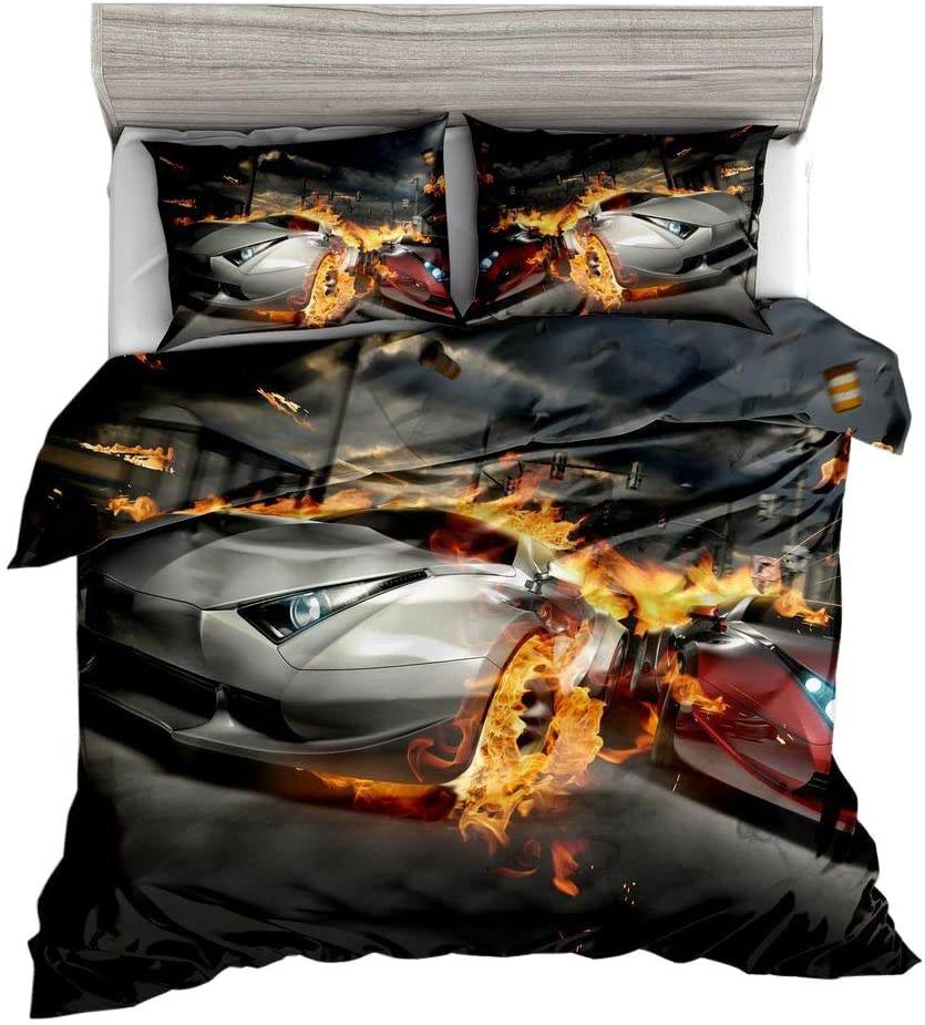 Price:$57.99 Speed Sport Car Bedding Set for Teen Boys, Duvet Cover Set,3pcs 1 Duvet Cover 2 Pillowcases(no Comforter Inside), Twin Size : Home & Kitchen
