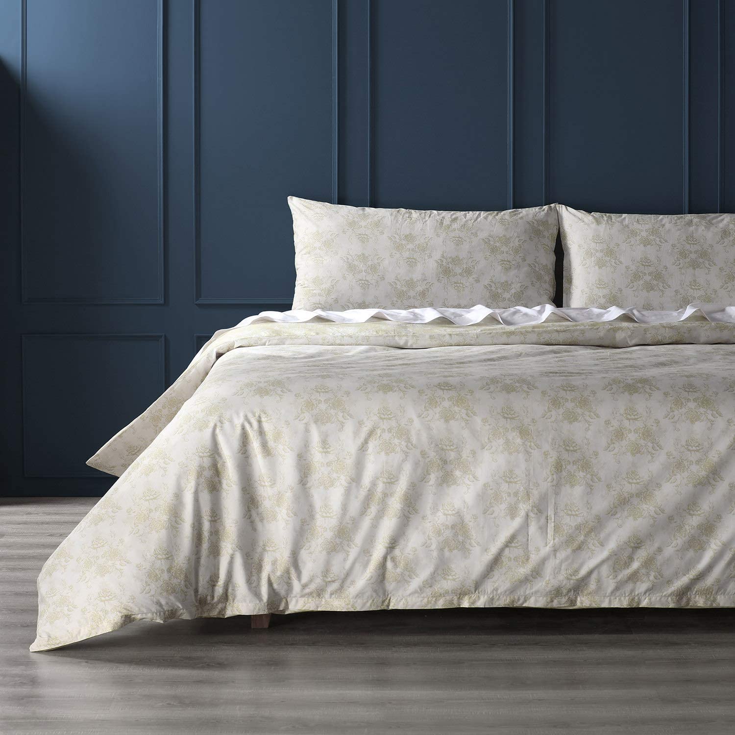 Price:$90.02 Fabrics Furnishings Miranda Tan Cotton Percale Printed Reversible Duvet Cover Set, King : Home & Kitchen