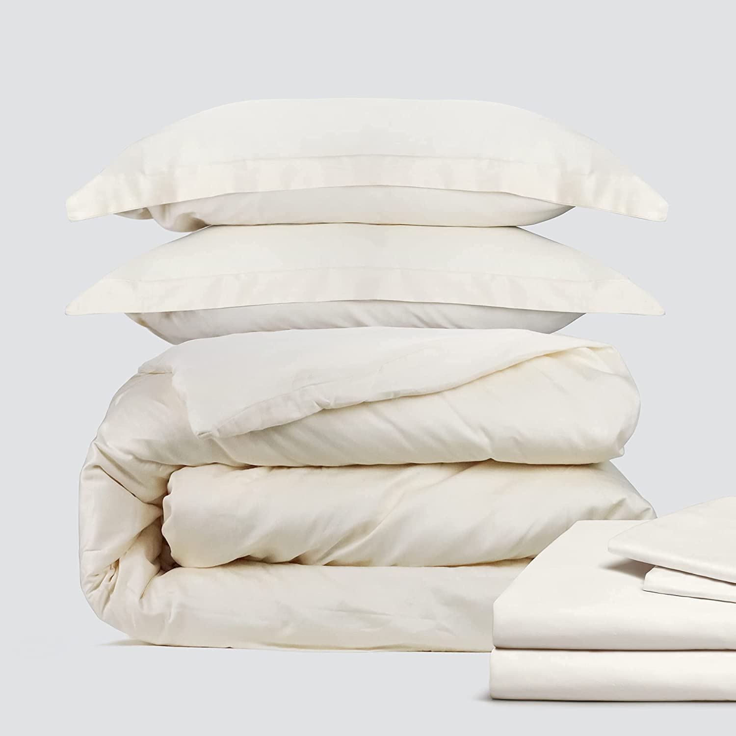 Price:$34.29 Classic Cotton Bedding Bundle - 3 Piece Duvet Set (Queen, Ivory Cream) & 4 Piece Sheet Set (Queen, Ivory Cream) : Home & Kitchen