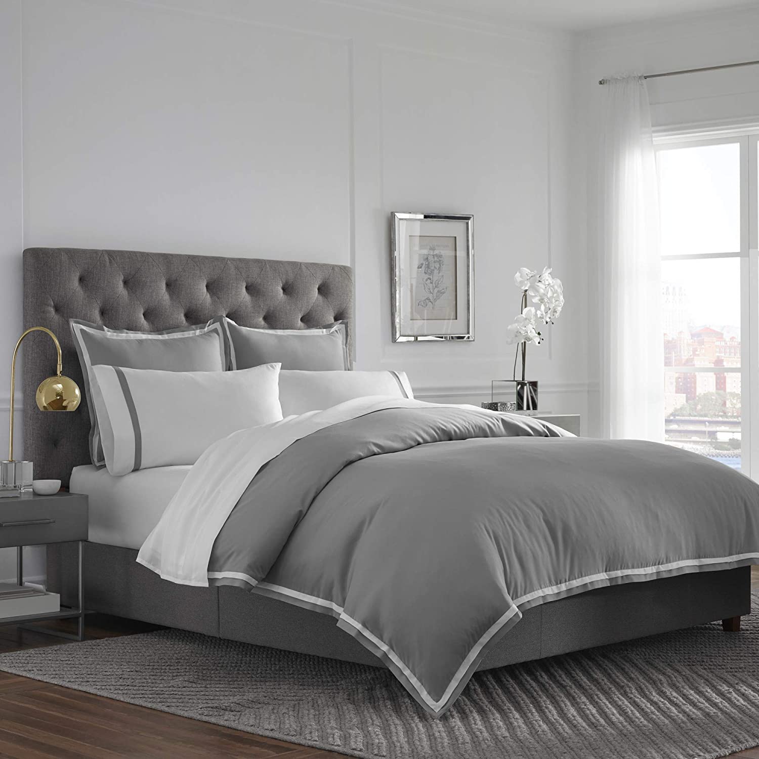 Price:$37.65 2000 Series Ultra-Soft Microbrushed Duvet Cover Set, Full/Queen, Gray/White : Home & Kitchen