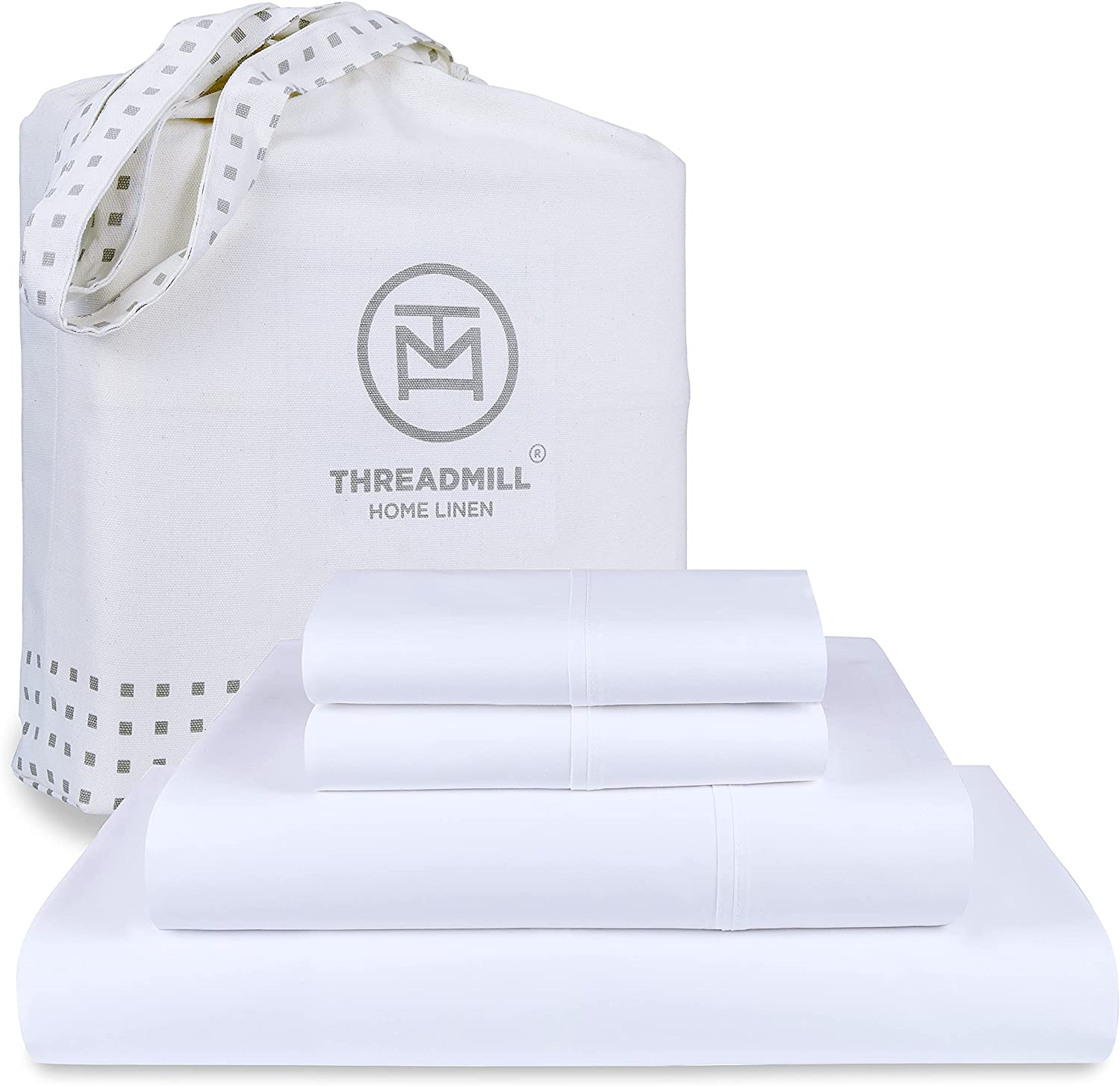 Price:$144.99 100% American Supima Luxury Cotton Sheets, King-Sheets, 1000 Thread Count, 4 Piece Bed Sheets Set, Hotel Quality Sateen Weave, Hotel White Sheets with Elasticized Deep Pocket - By Threadmill : Home & Kitchen