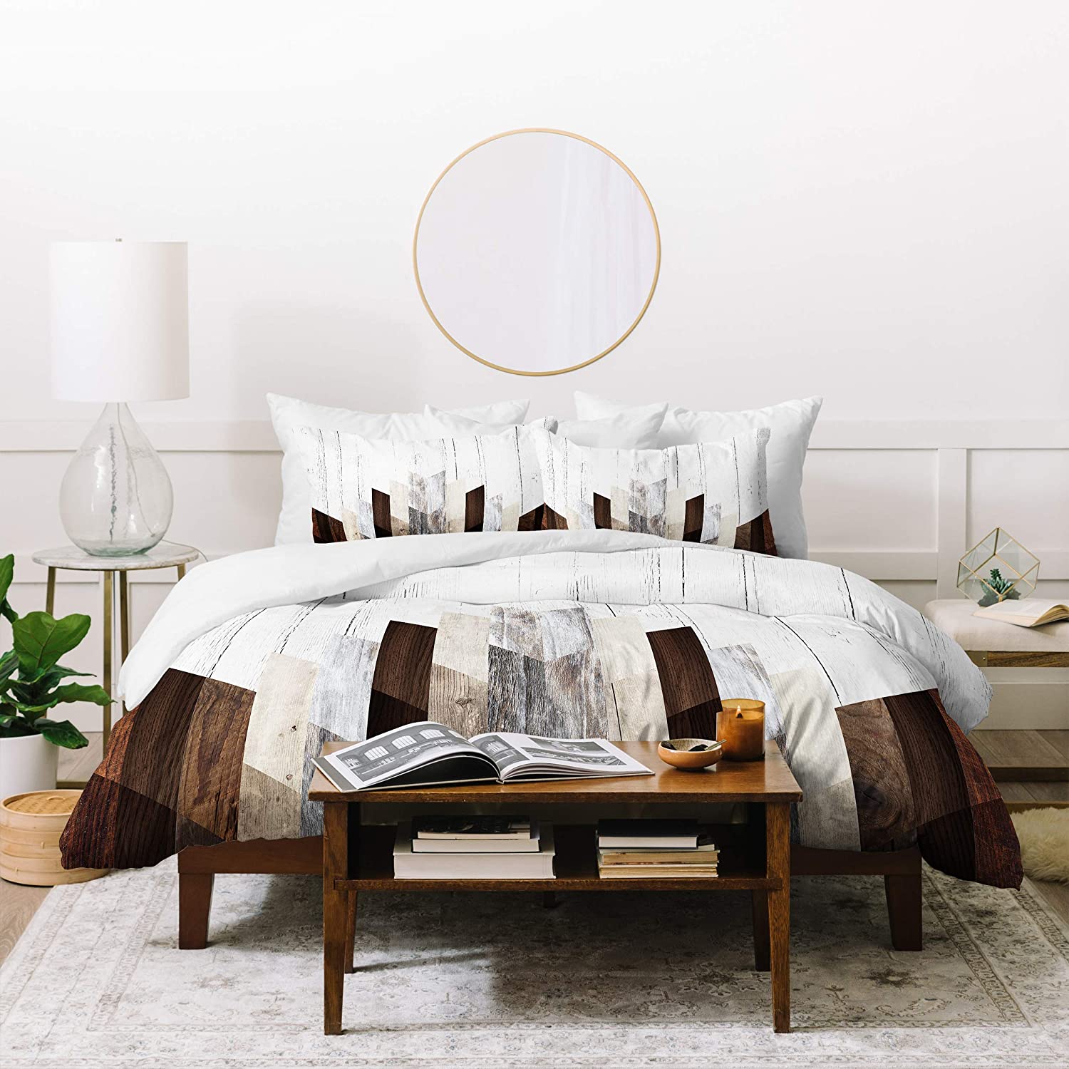 Price:$177.55 Designs Iveta Abolina Geo Wood 3 Duvet Set with Two Pillow Shams, Queen/Full, Brown : Everything Else