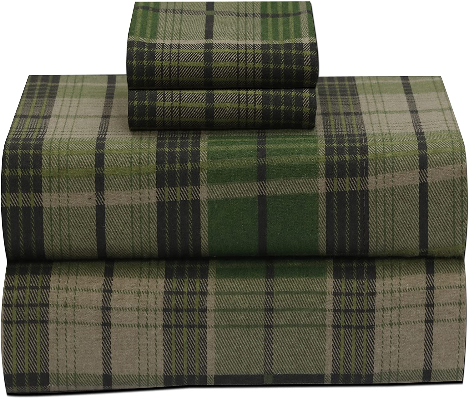 Price:$54.99 100% Cotton 4 Pcs Flannel Sheets Green & Grey Plaid Queen Sheets, Deep Pocket, Warm,Super Soft, Breathable Moisture Wicking Bed Sheet Set Include 1 Flat Sheet,1 Fitted Sheet, 2 Pillowcase : Home & Kitchen