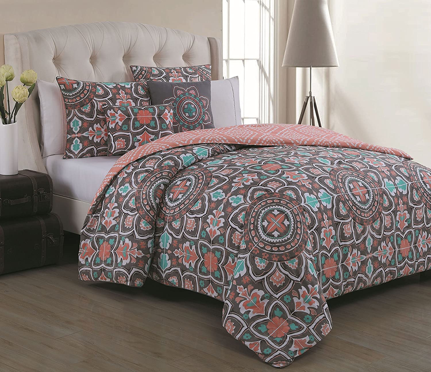 Price:$42.08 Manor Ibiza 5-piece Duvet Cover Set, Coral, Queen : Everything Else