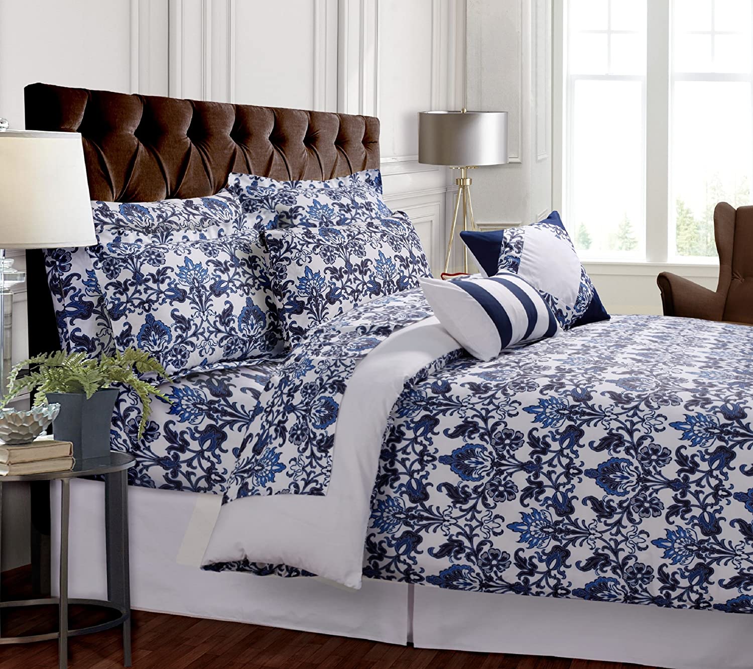 Price:$86.60 Living Catalina 5-Piece Egyptian Cotton Percale Printed Duvet Cover Set King : Home & Kitchen