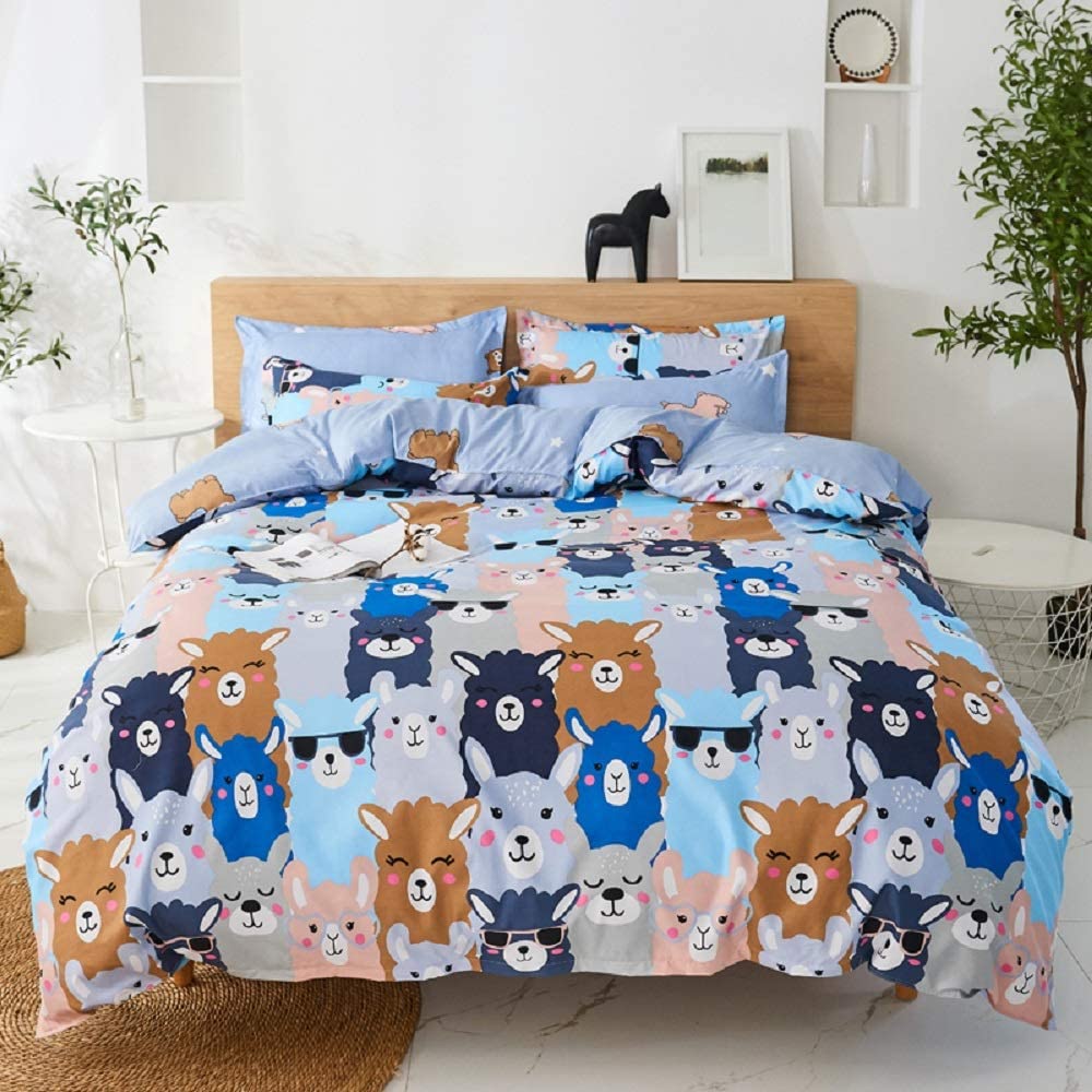 Price:$20.99 Comforter Cover Full for Kids Boys Girls Cute Cartoon Animal Bedding Set Lovely Animal Sheep Llama Duvet Cover Teens Women Soft Microfiber Reversible Bedspread with Zipper Closure : Home & Kitchen