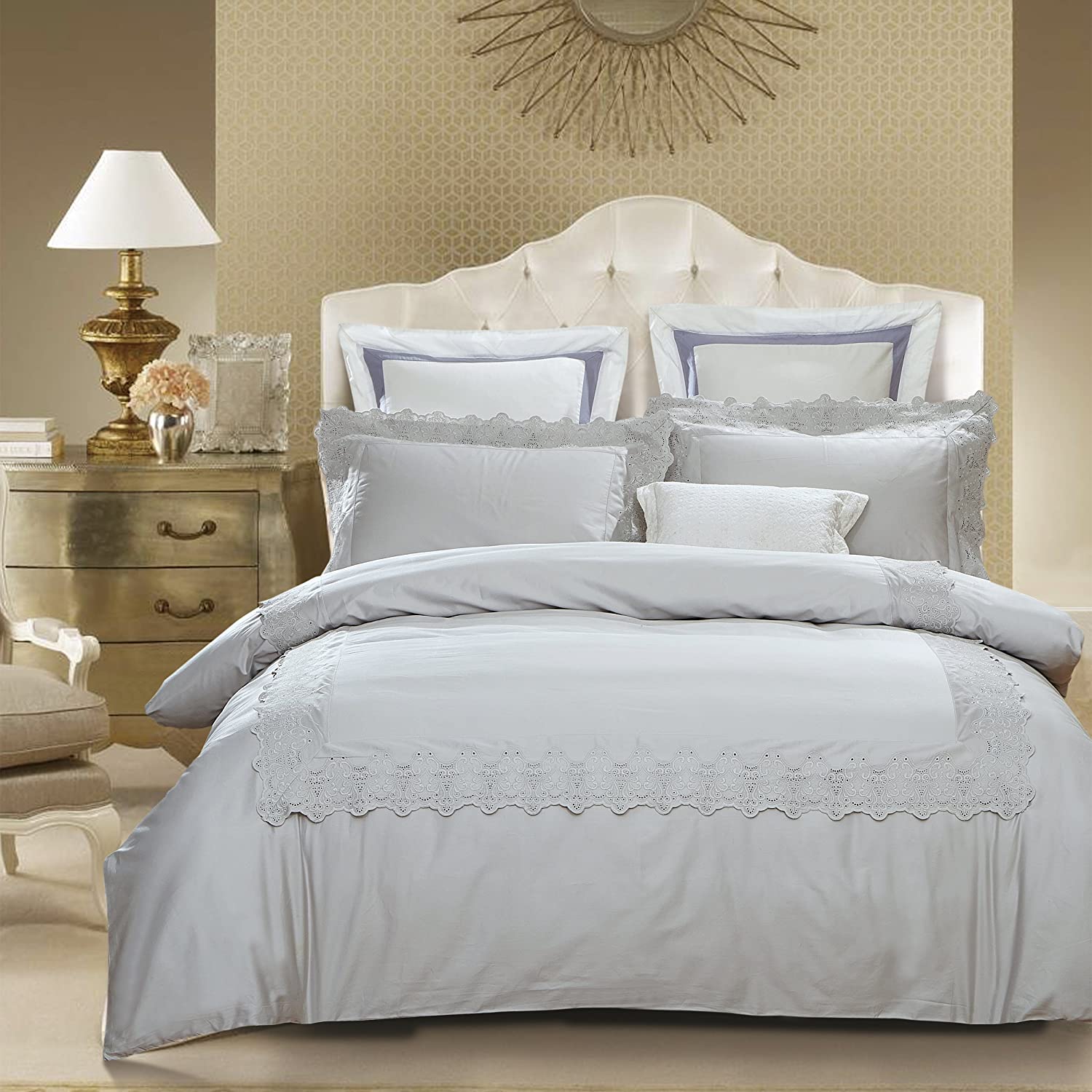 Price:$79.90 Charlotte Embroidered Duvet Cover Set, Premium Long-Staple Cotton, Twin/Twin XL : Home & Kitchen