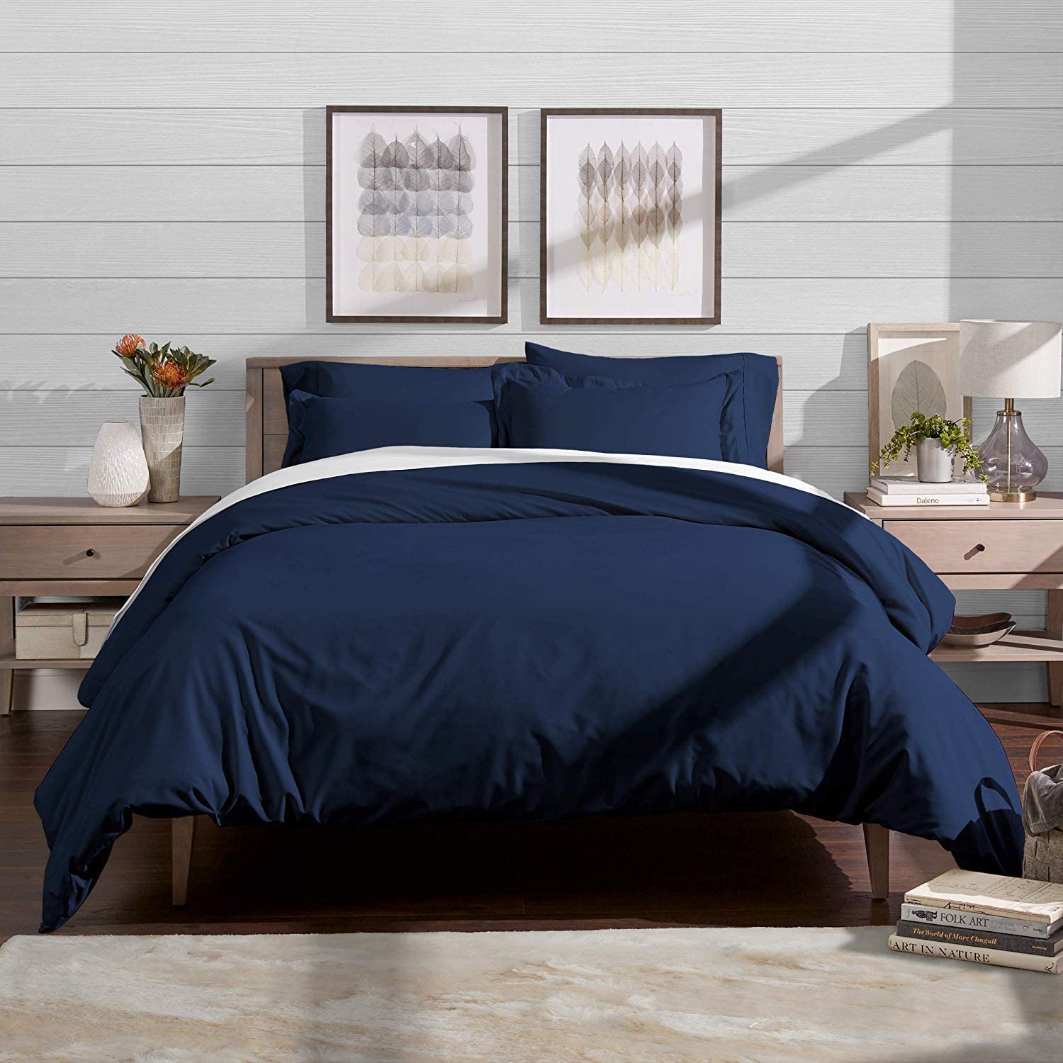 Price:$89.99 Piece King Duvet Cover Set with Zipper Closure & Corner Ties 100% Egyptian Cotton Premium 700 Thread Count Hotel Class Bedding 1 Duvet Cover 2 Pillow Shams (King 102"X 94" , Navy Blue Solid) : Home & Kitchen
