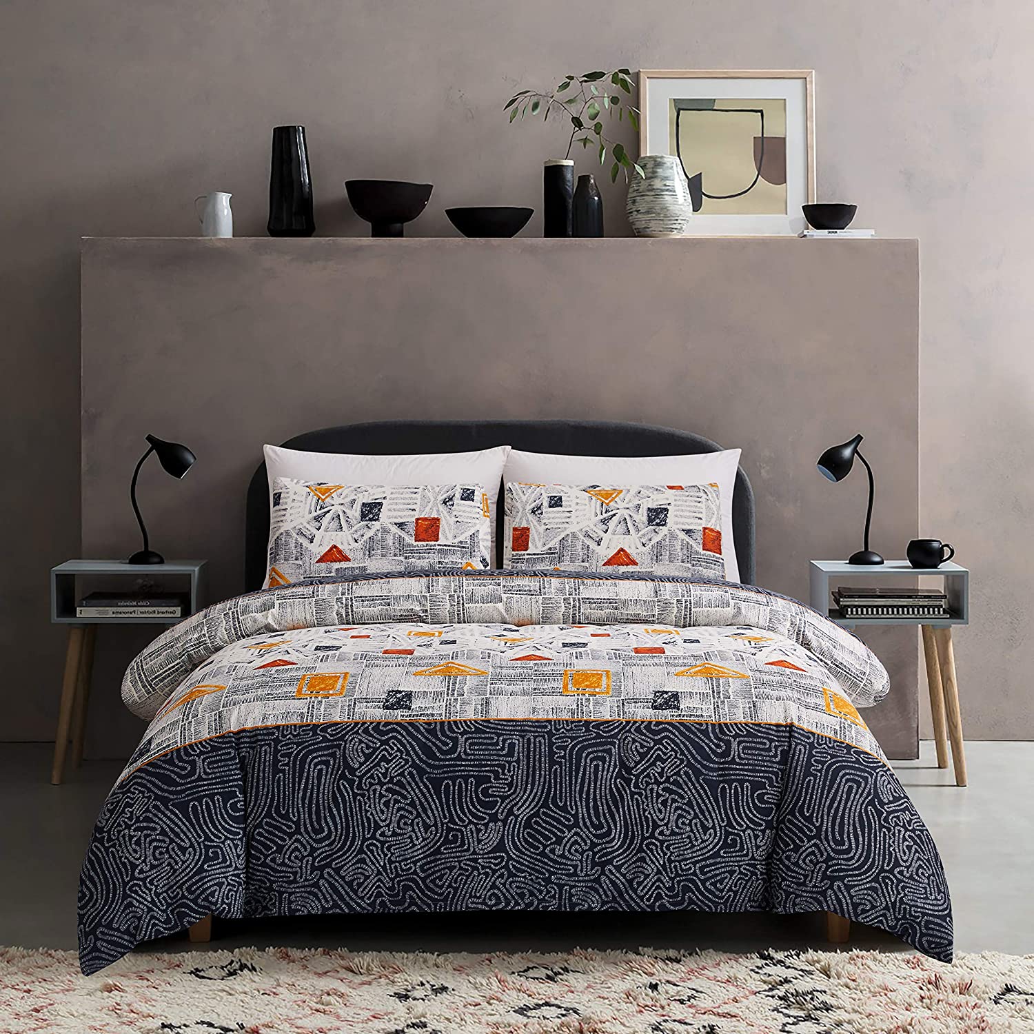 Price:$26.99 Queen Duvet Cover Set Full Bohemian Microfiber Lightweight Soft 3 Pcs Comforter Cover Set 90" x 90" Hotel Bedding Set with 1 Duvet Cover and 2 Pillowcases(Style 2, Queen) : Home & Kitchen