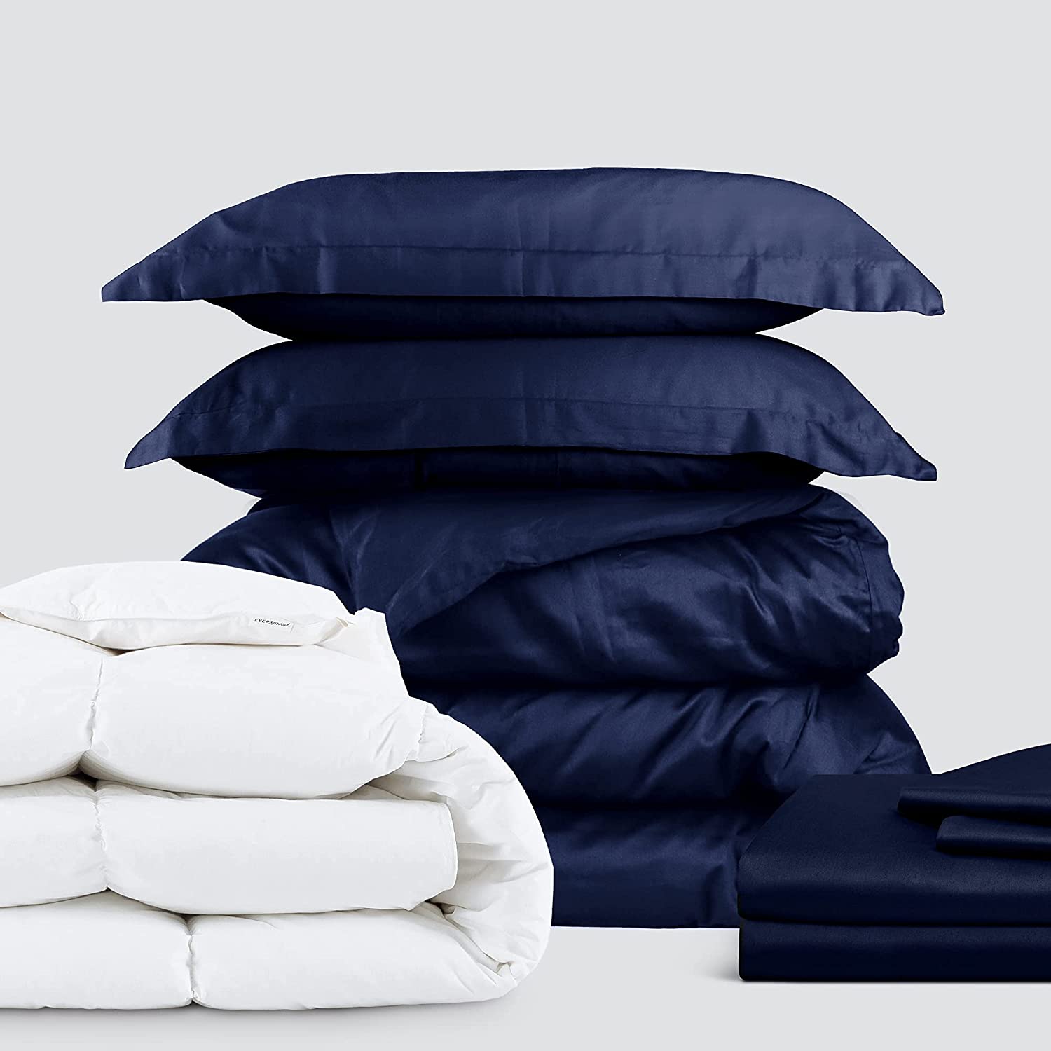 Price:$110.01 All Cotton Collection Bedding Bundle - 3 Piece Duvet Set (Queen, Navy Blue) & 4 Piece Sheet Set (Queen, Navy Blue) & Goose Down Comforter (Queen) : Home & Kitchen