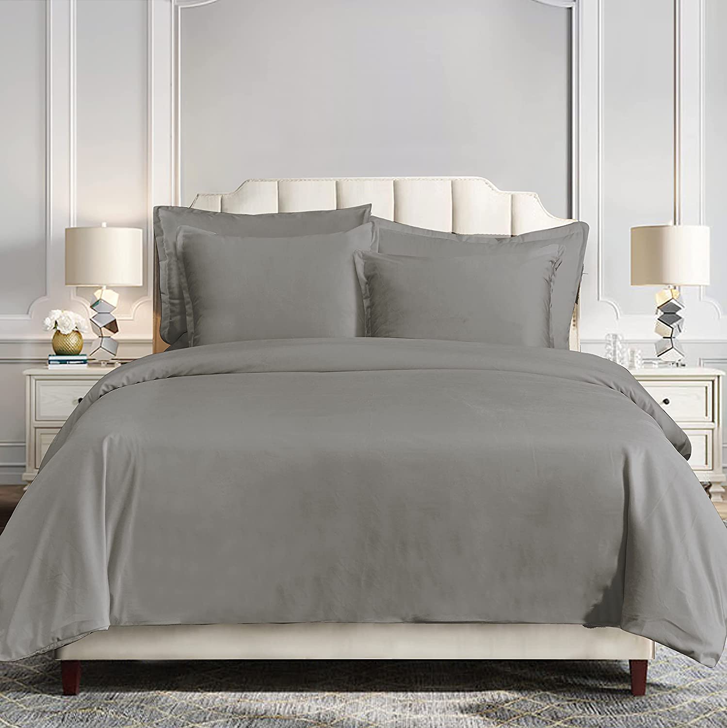 Price:$180.00 Accents Simone Velvet Duvet Set Luxury Plush Cozy Soft Oversized, 3PC Set, Queen, Gray : Home & Kitchen