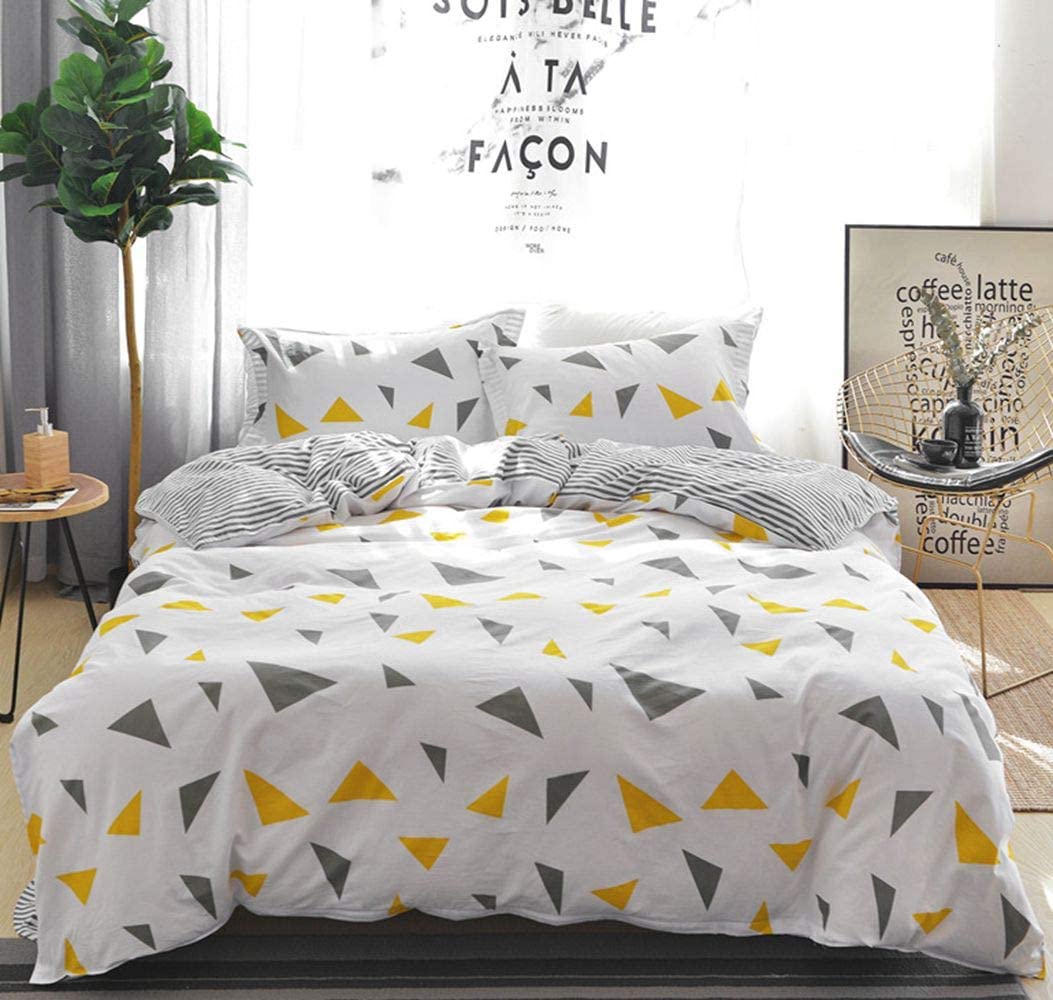 Price:$49.00 Cotton Duvet Cover Set King Size Geometry Pattern 3 Pieces - 1x Comforter Cover, 2x Pillowcases ( No Insert ) - Zipper Closure Modern Colorful Triangle Print Bedding Hypoallergenic Breathable : Home & Kitchen