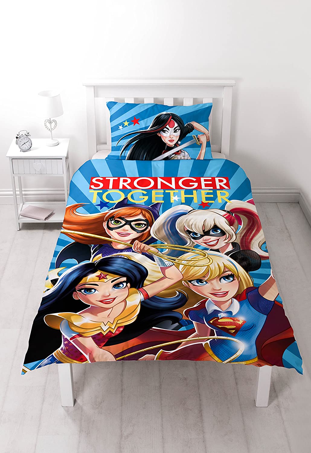 Price:$38.90 Super Hero Girls UK Single/US Twin Duvet Cover and Pillowcase Set : Home & Kitchen