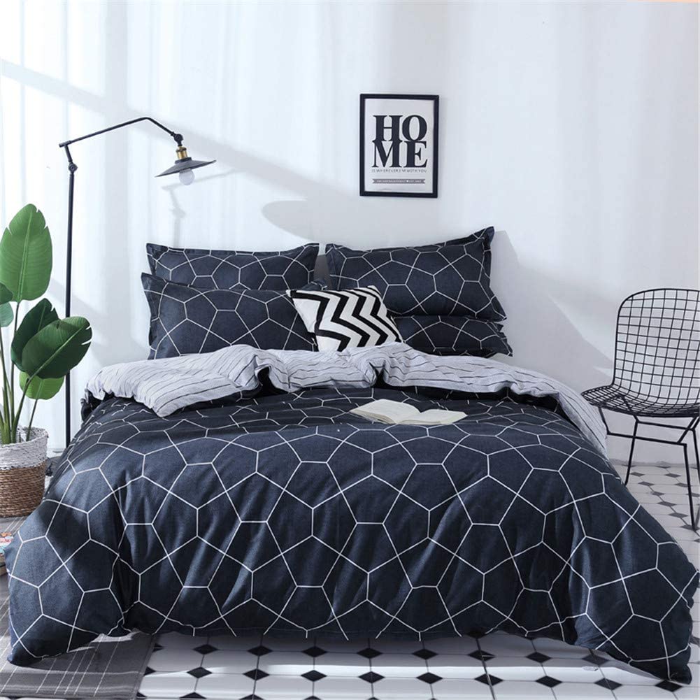Price:$26.99 Dark Blue Duvet Cover Set Soft Lightweight 3 Pieces Bedding Set Abstract Aesthetic Geometric Diamond Pattern Printed Microfiber Duvet Cover Zipper Closure Comforter Cover (3pcs, Queen Size) : Home & Kitchen