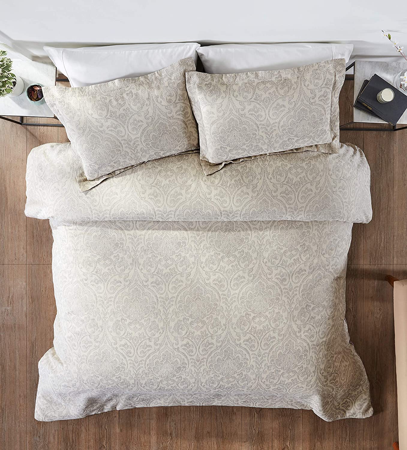 Price:$99.95 Trends Haven Damask Duvet Cover Collection 100% Cotton Tufted Unique Luxurious Soft Plush Woven Machine Washable Tumble Dry, King Set, Grey : Home & Kitchen