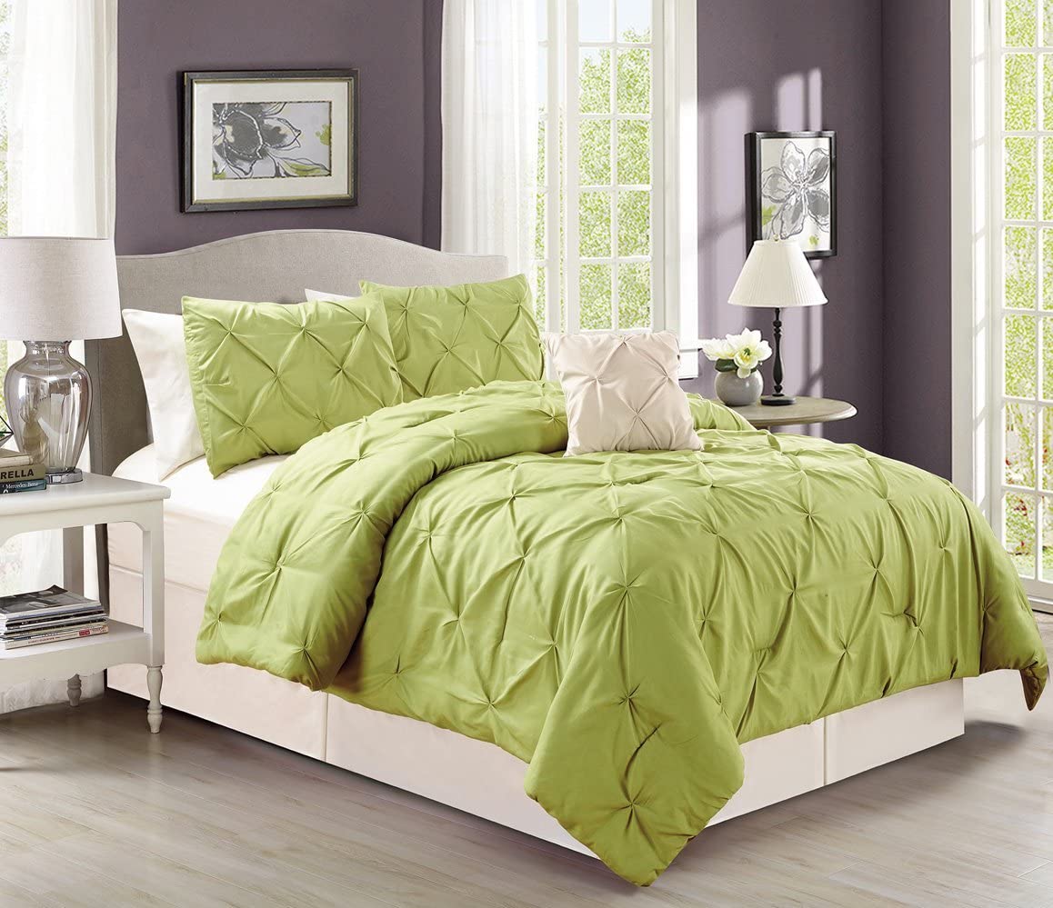 Price:$29.95 Pieces Solid Sage Green Pinch Pleat Duvet Cover Set Queen Size (90"X92") Bedding with Accent Pillow : Home & Kitchen