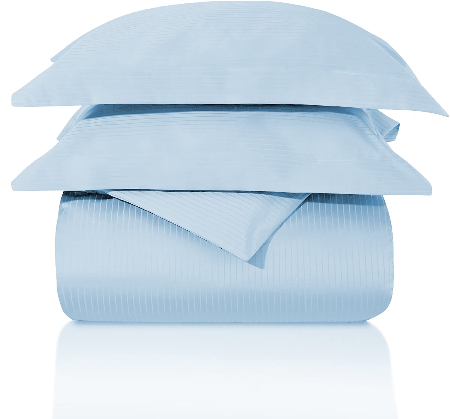Price:$37.99 Striped 1000-Thread Duvet Cover Set, Egyptian Cotton, Full/Queen, Light Blue : Home & Kitchen