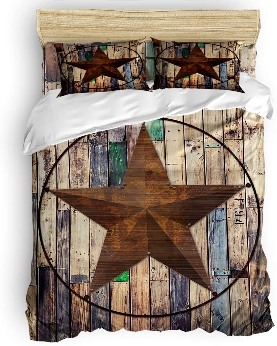 Price:$69.00 Bedding Sets, Rustic Barn Star, Vintage Western Texas Star Comforter Set - Duvet Cover, Pillow Cases for Childrens/Kids/Teens/Adults, Full Size : Home & Kitchen