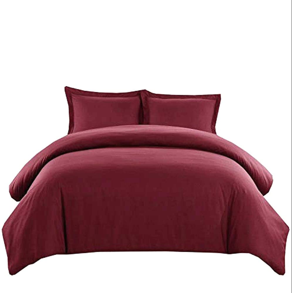 Price:$111.20 Soft Bamboo Cotton 3 Piece Duvet Cover Set with Zipper - Corner Ties - 1000 Series - Hypoallergenic - Fade Resistant - Burgundy - California King - 90" x 106" + 2 Pillow Cases : Home & Kitchen