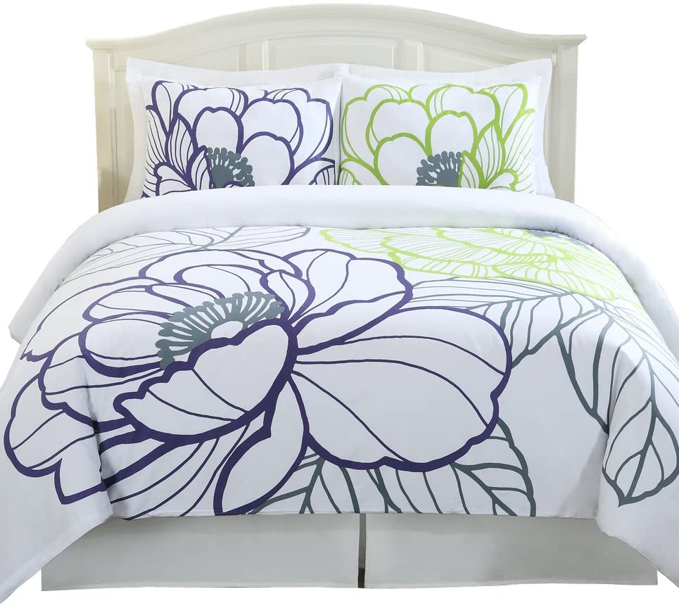 Price:$72.95 Home Floral Sketch Duvet Cover Set, King, Gray : Home & Kitchen